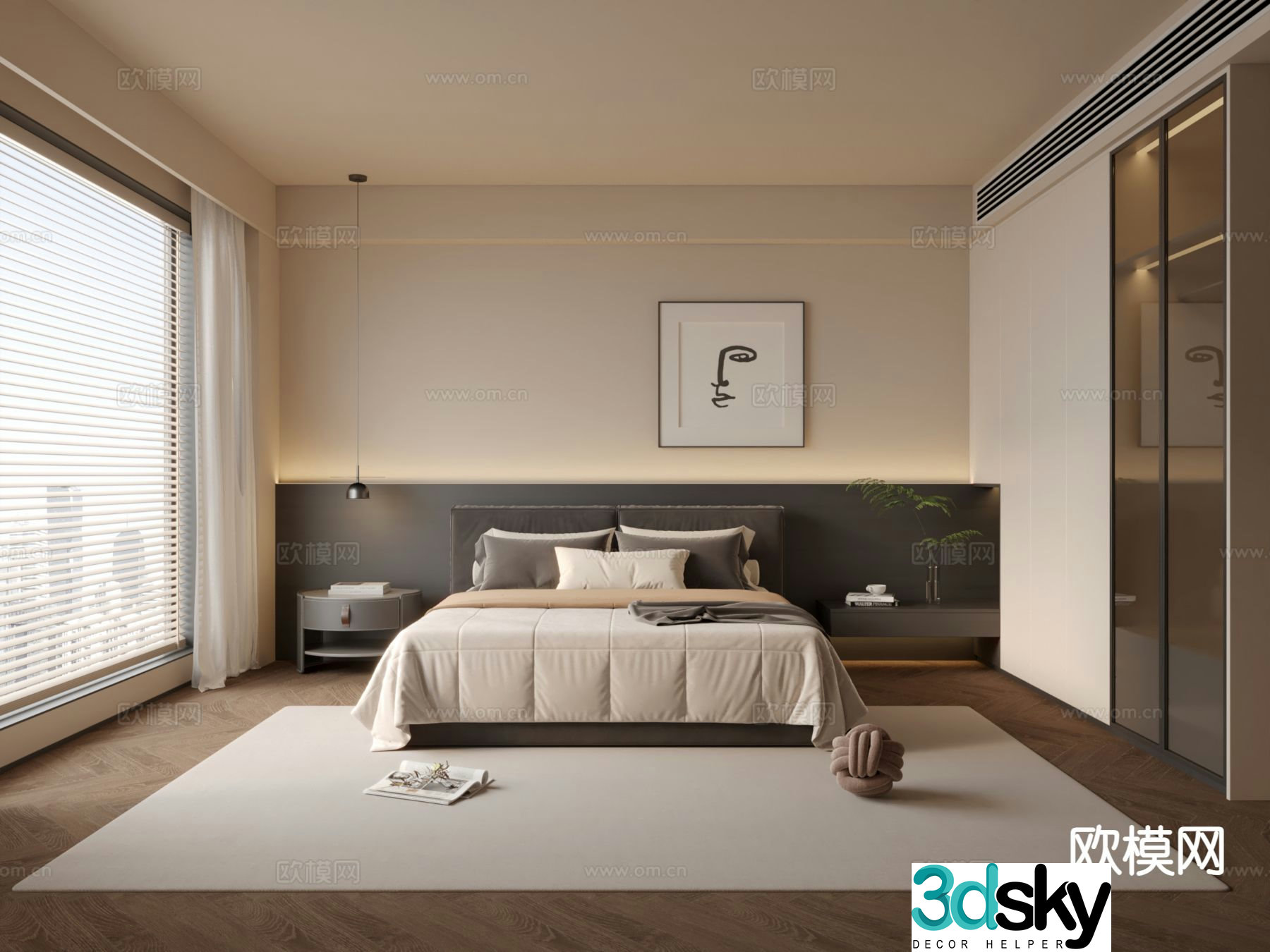 Modern bedroom master bedroom 3d model