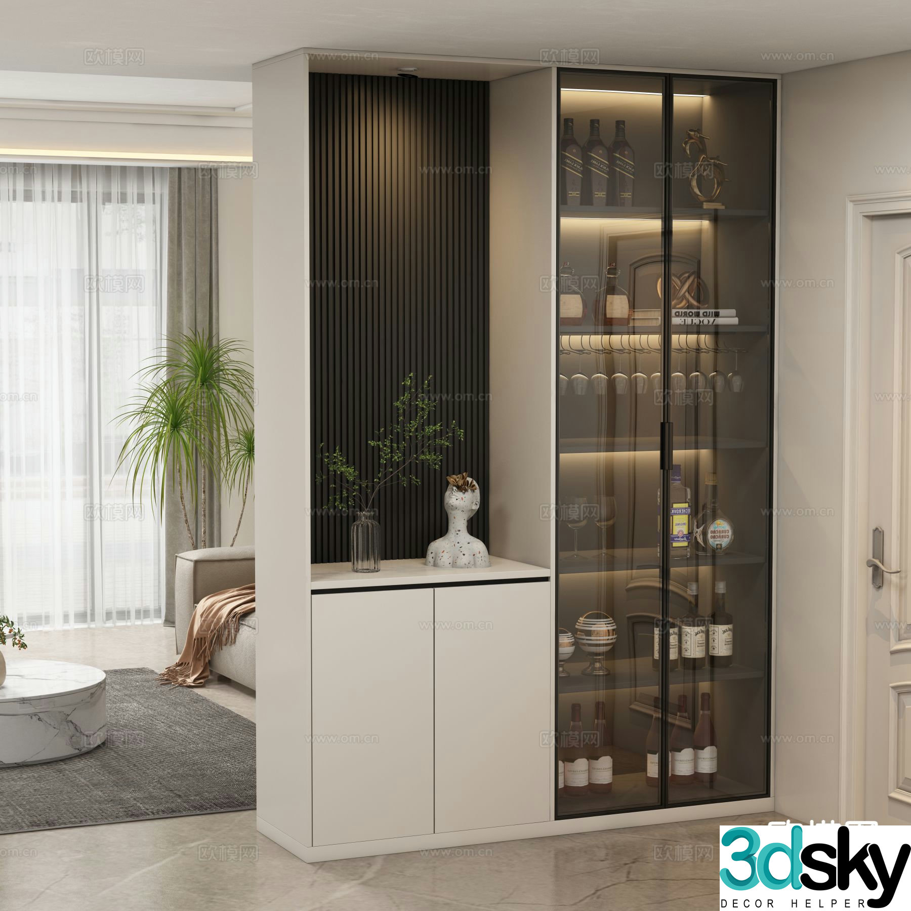 Modern entryway cabinet shoe cabinet 3d model