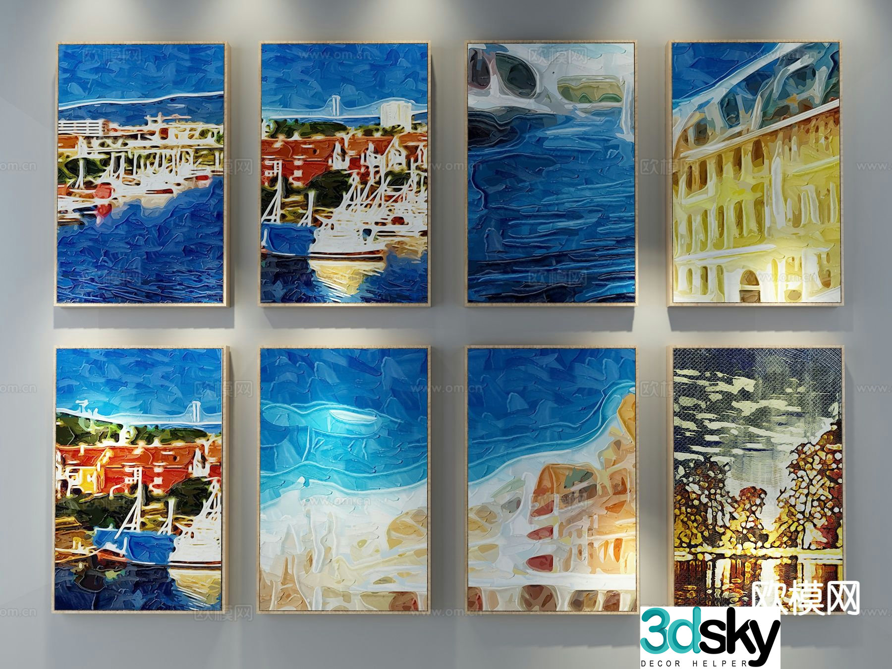 Mediterranean decorative wall chart oil painting 3d model