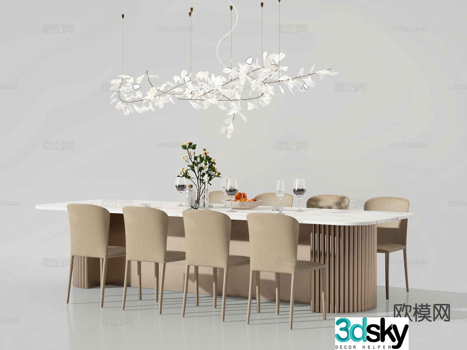 Italian dining table and chairs 3d model