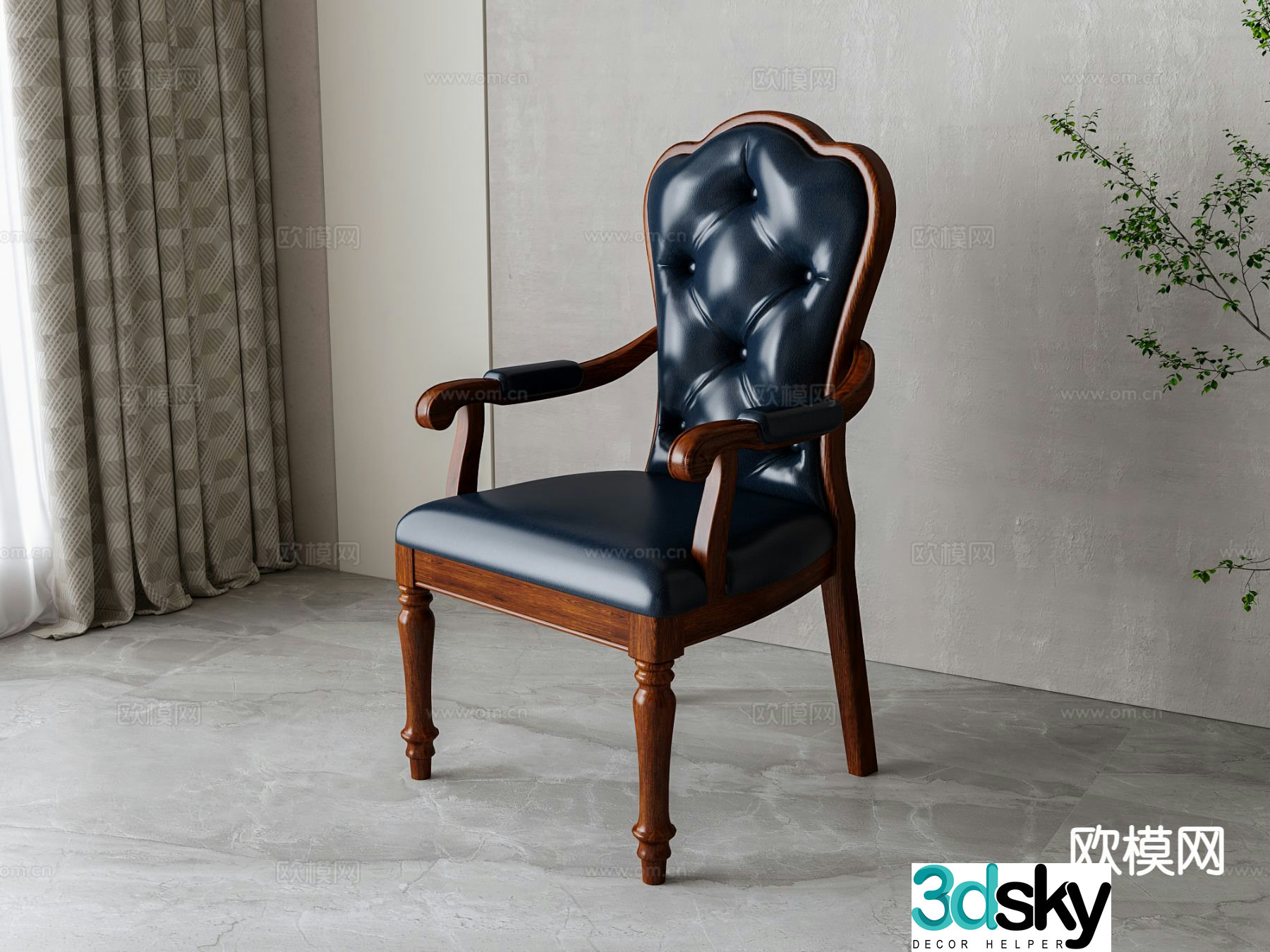 American chair leisure chair armchair 3d model