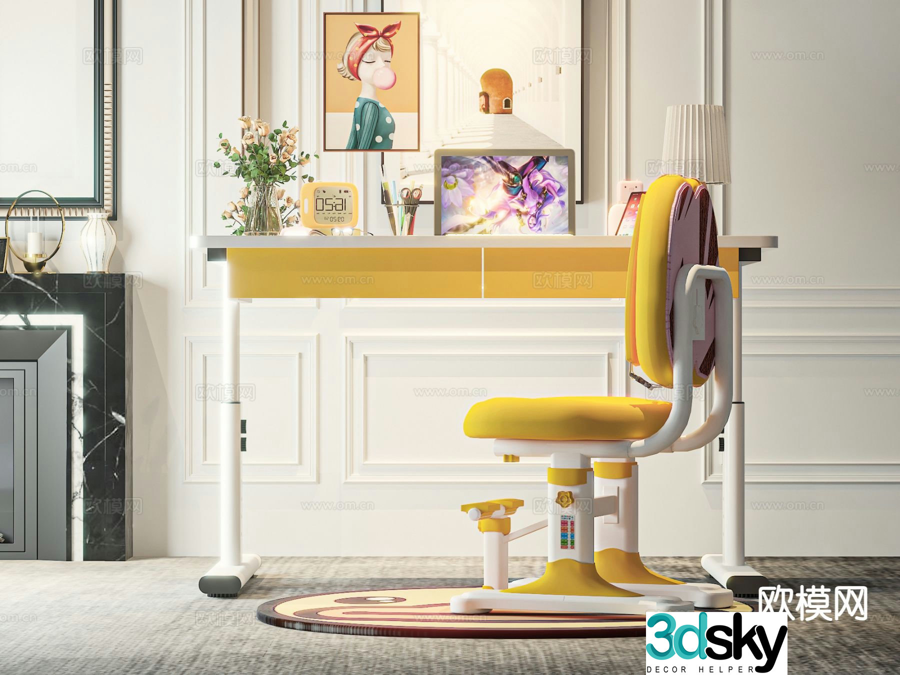 Children’s desk study table 3d model