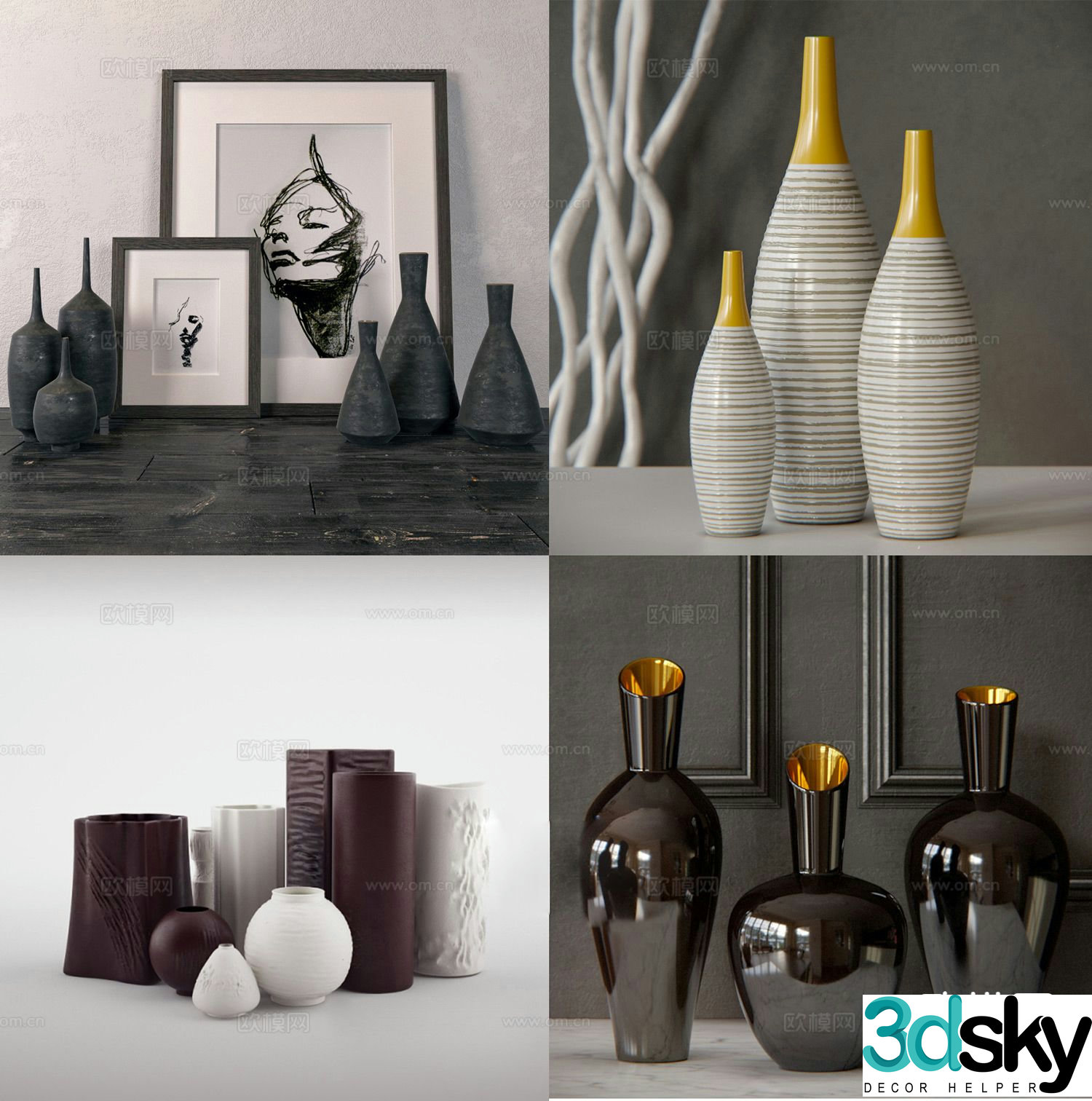 Modern ceramics vessel vase porcelain 3d model