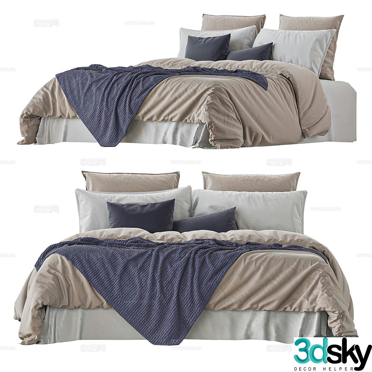 Modern double bed 3d model