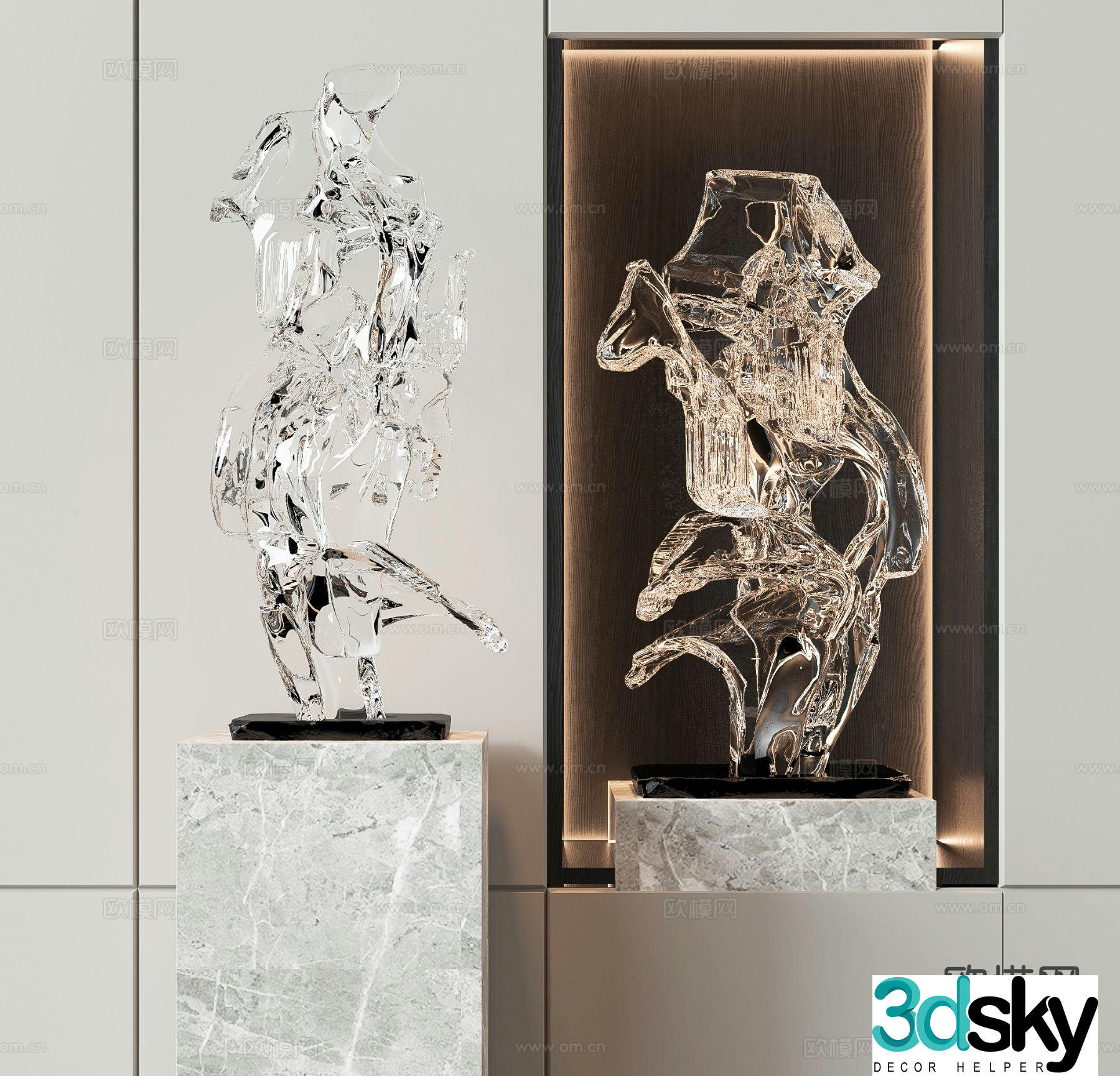 Modern acrylic sculpture ornaments 3d model