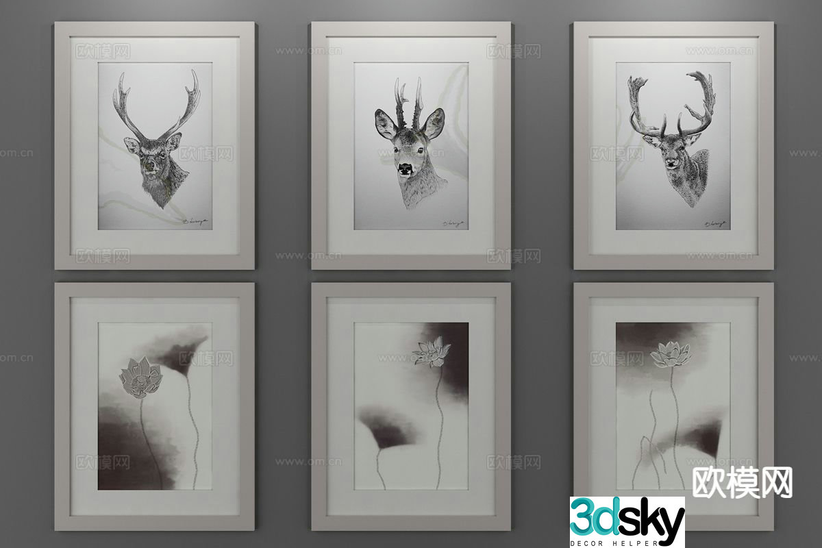 Nordic decorative painting art painting hanging painting 3d model