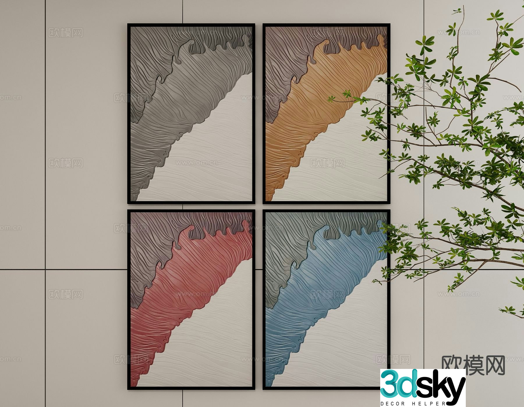 Modern art painting texture painting decorative painting 3d model