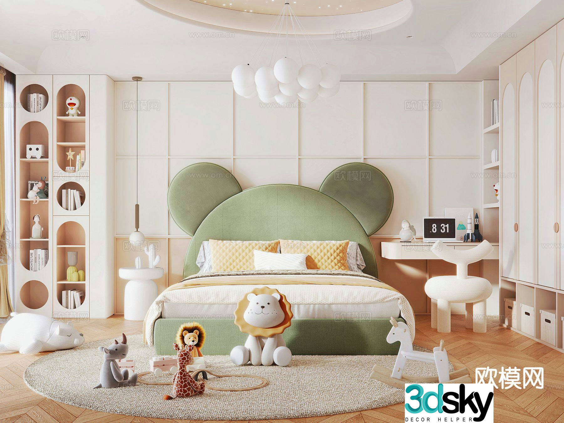 Cream style bedroom children’s room 3d model