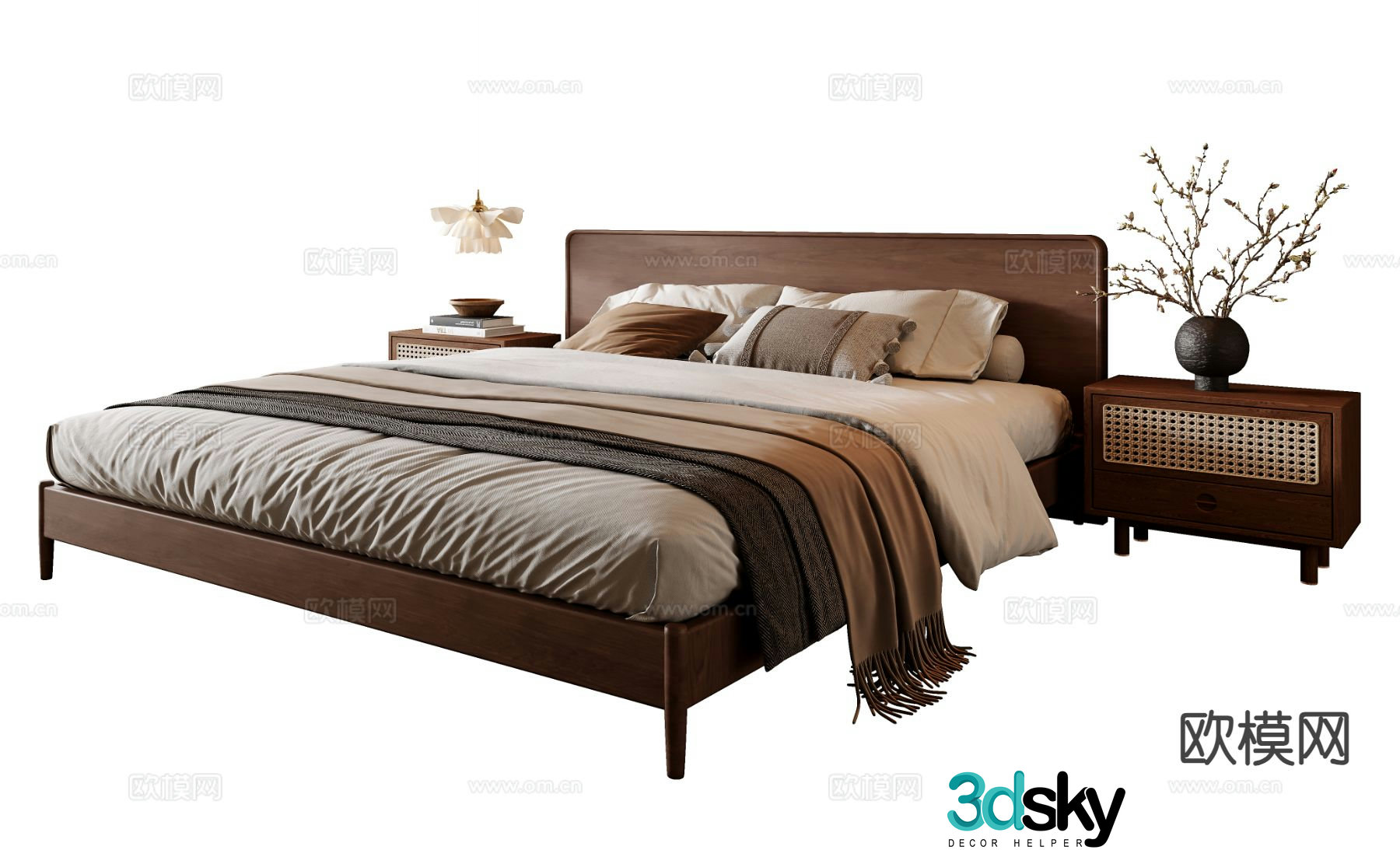 Wabi-sabi double bed 3d model