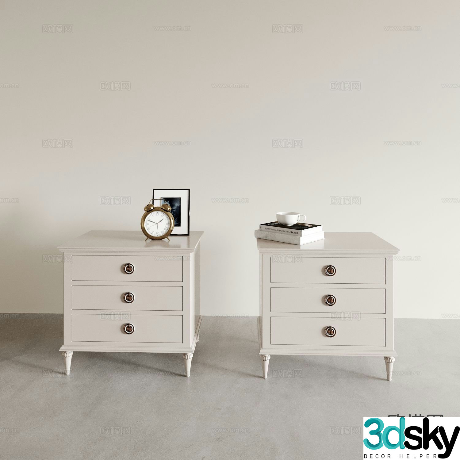 French bedside table 3d model