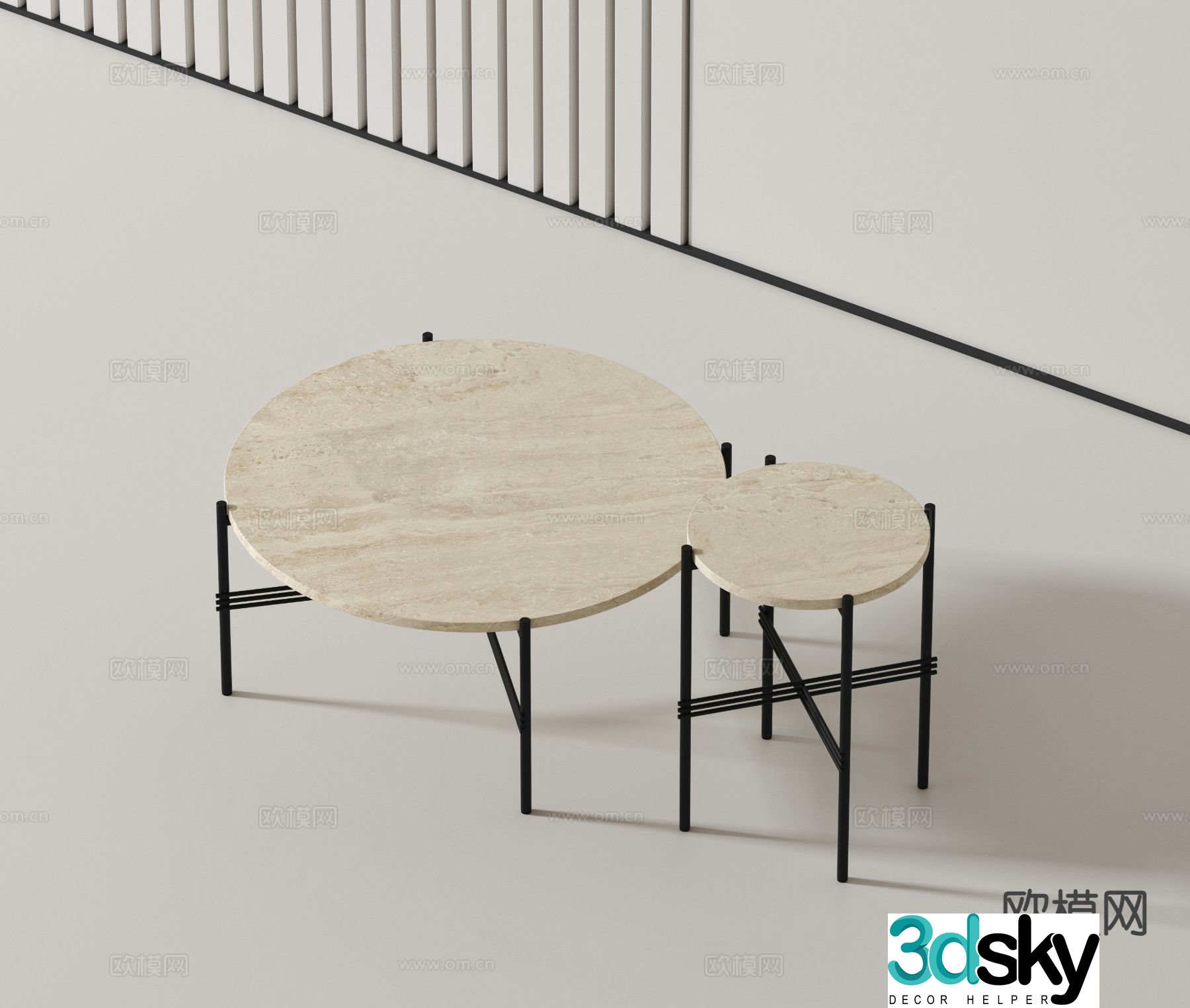 Modern double coffee table 3d model