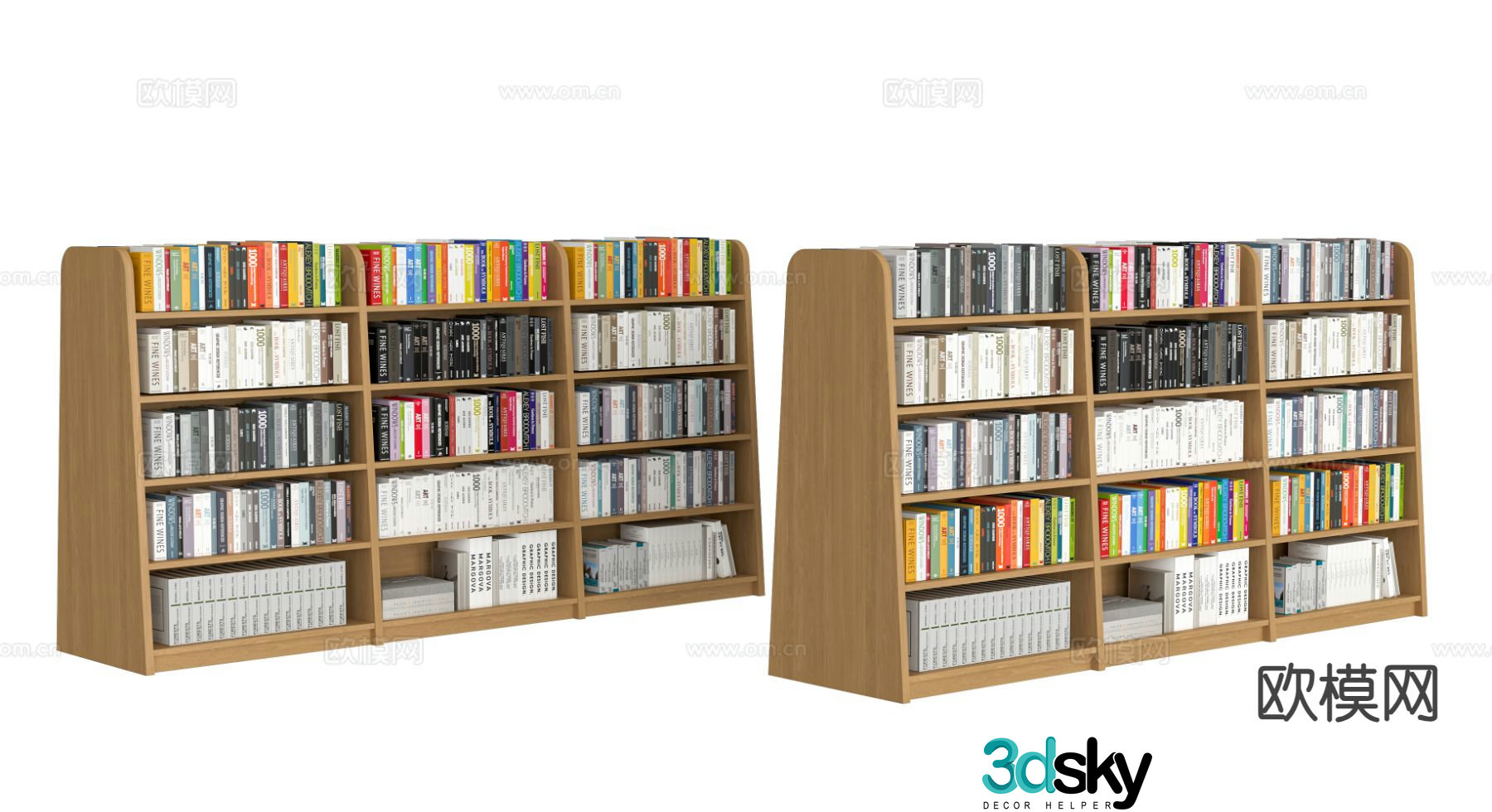 Modern bookcase showcase 3d model