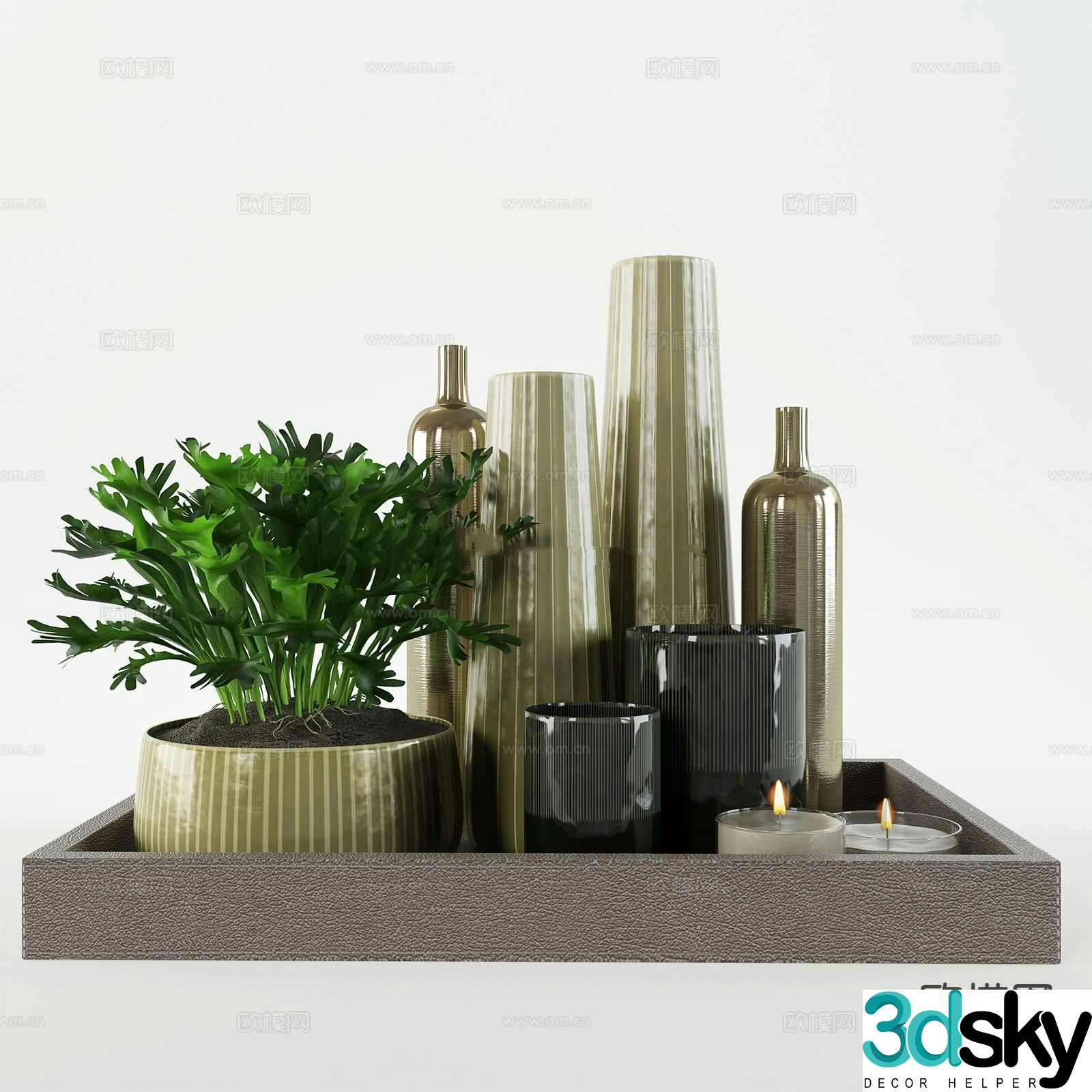 Modern decoration bedding furnishings potted plants ceramic jars 3D model