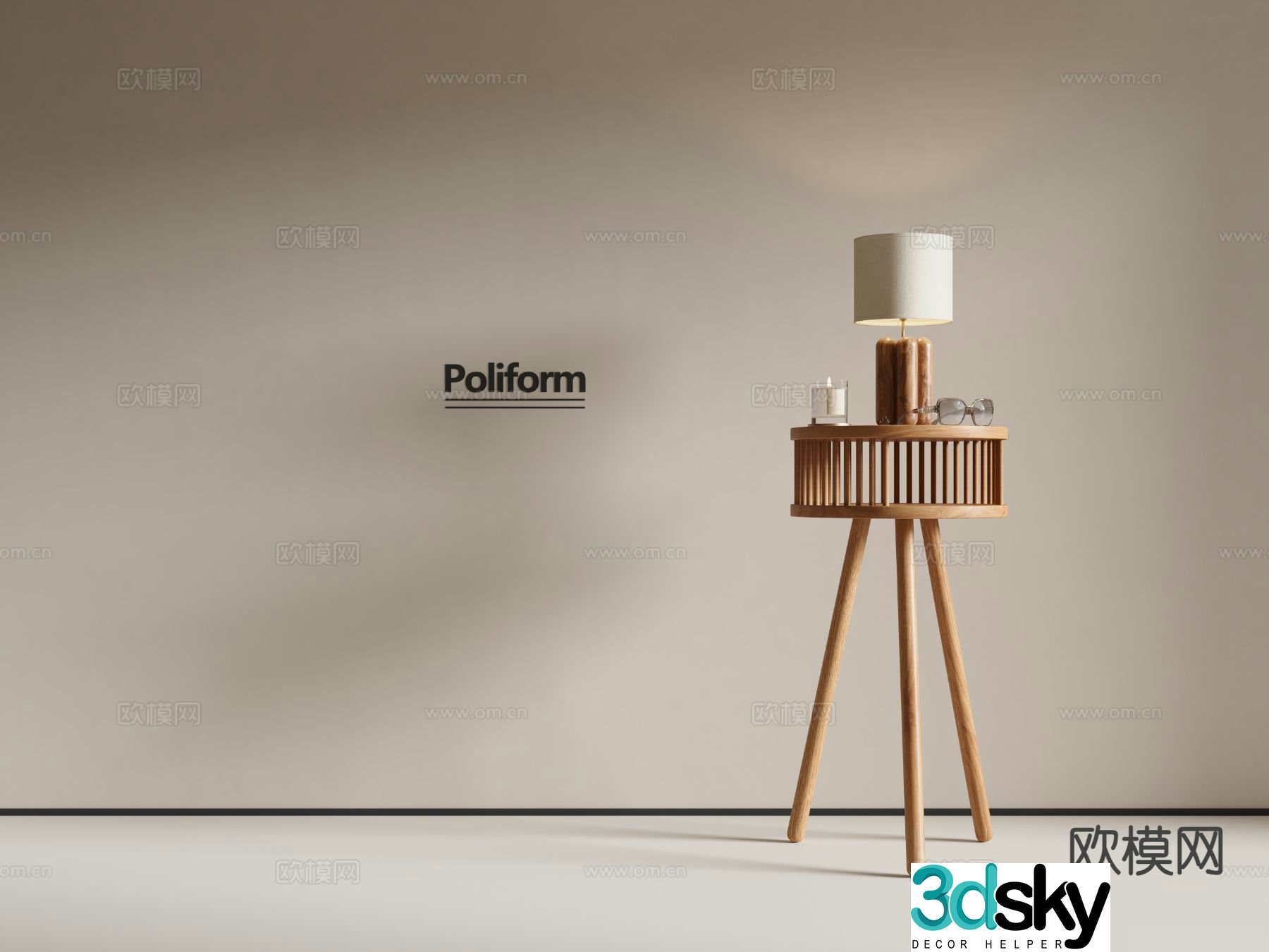 Wabi-sabi wind edge table corner table 3D model
