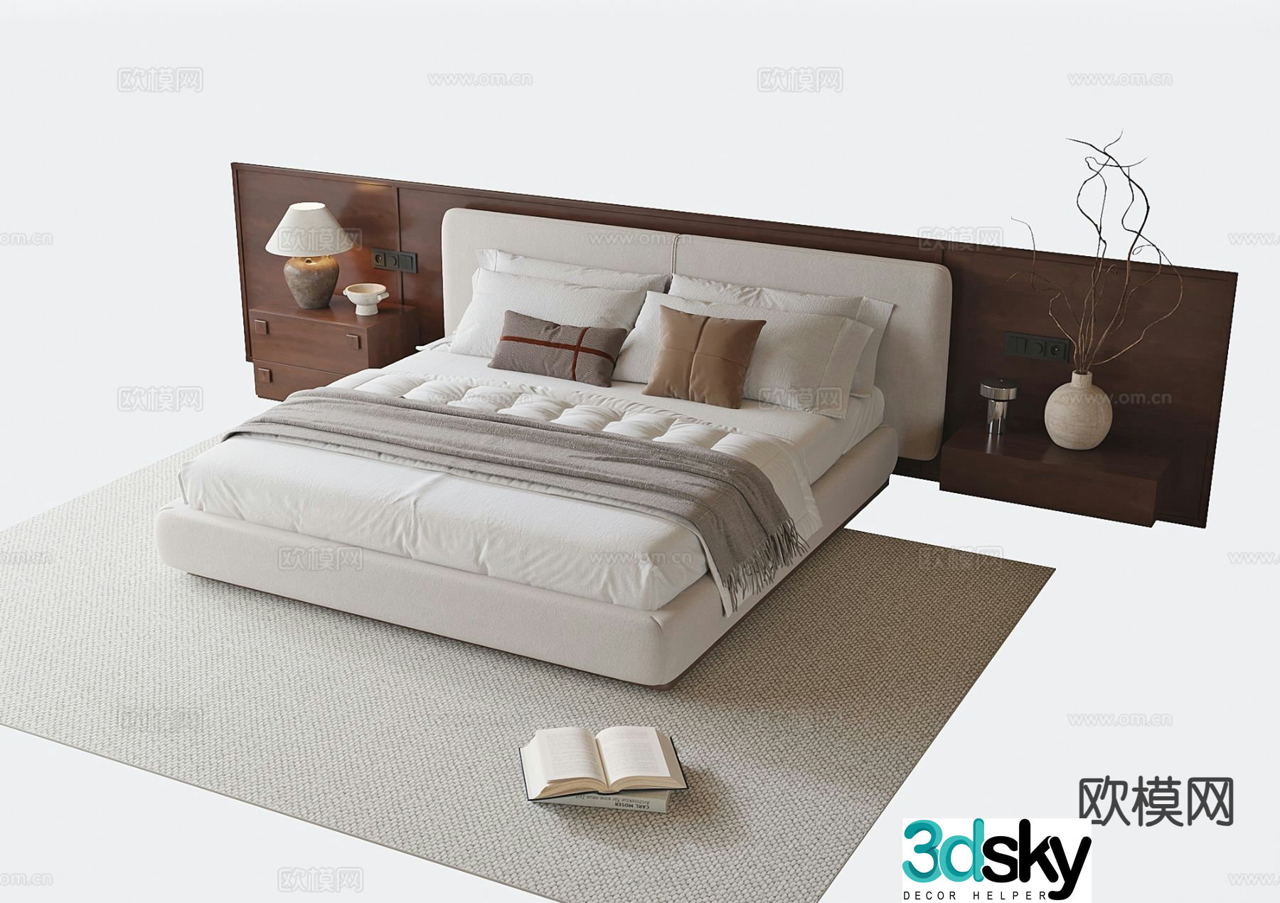 Medieval style double bed 3d model