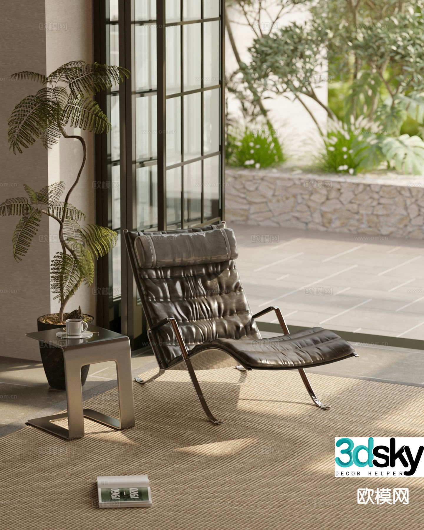 Leather chair lounge chair 3d model