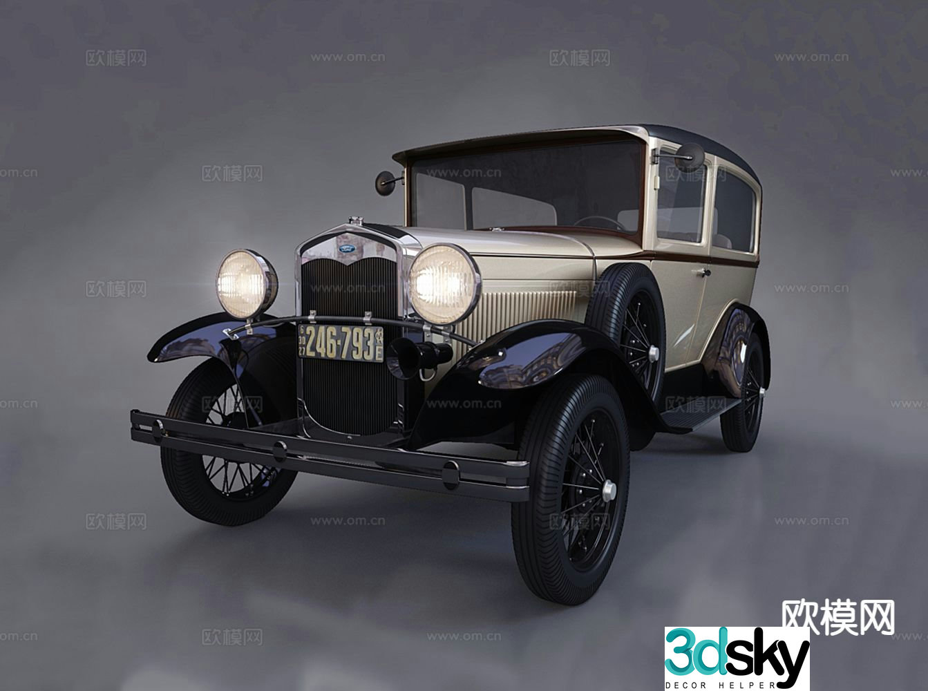 retro car classic car sedan 3d model