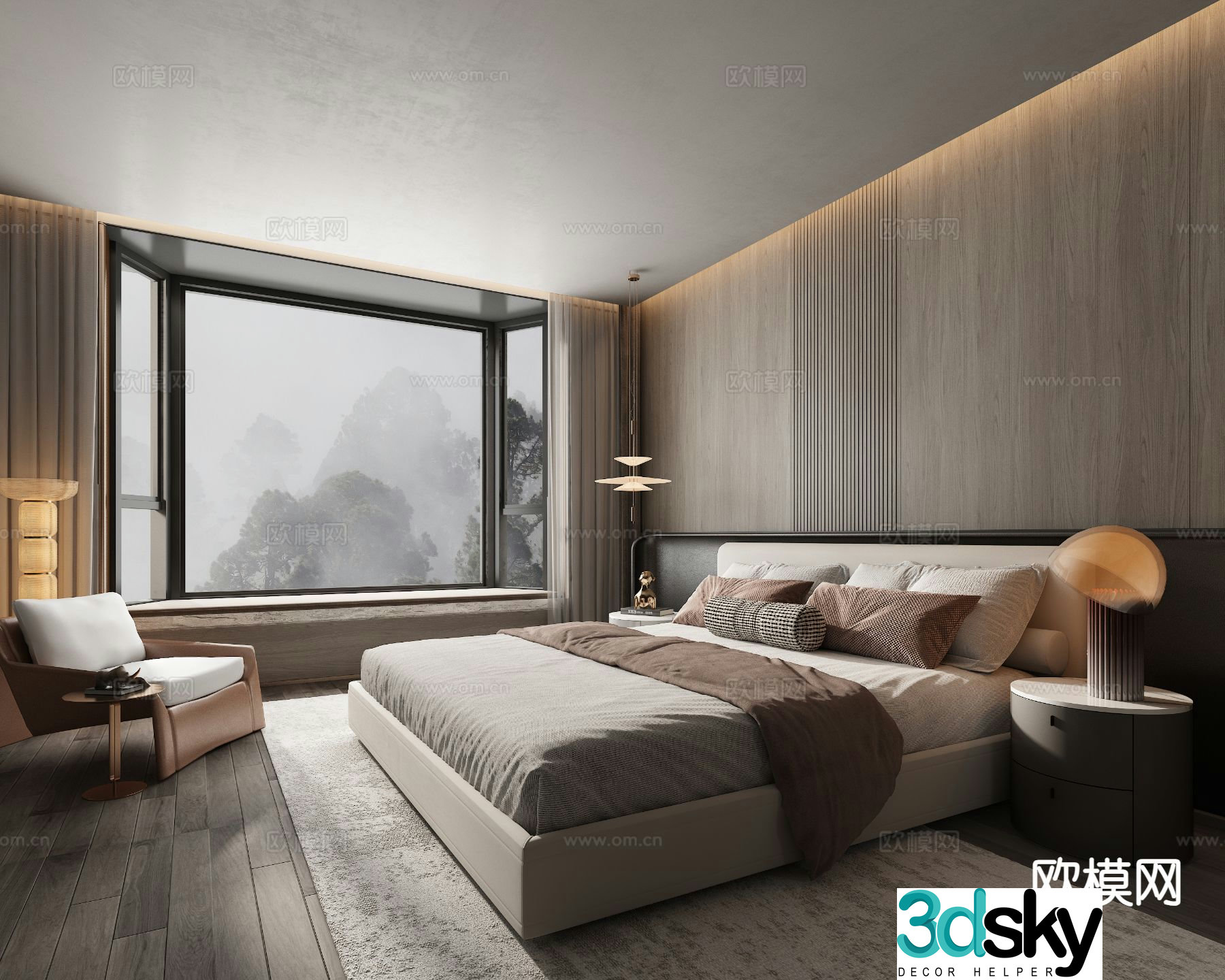 Minotti Italian style bedroom master bedroom 3d model