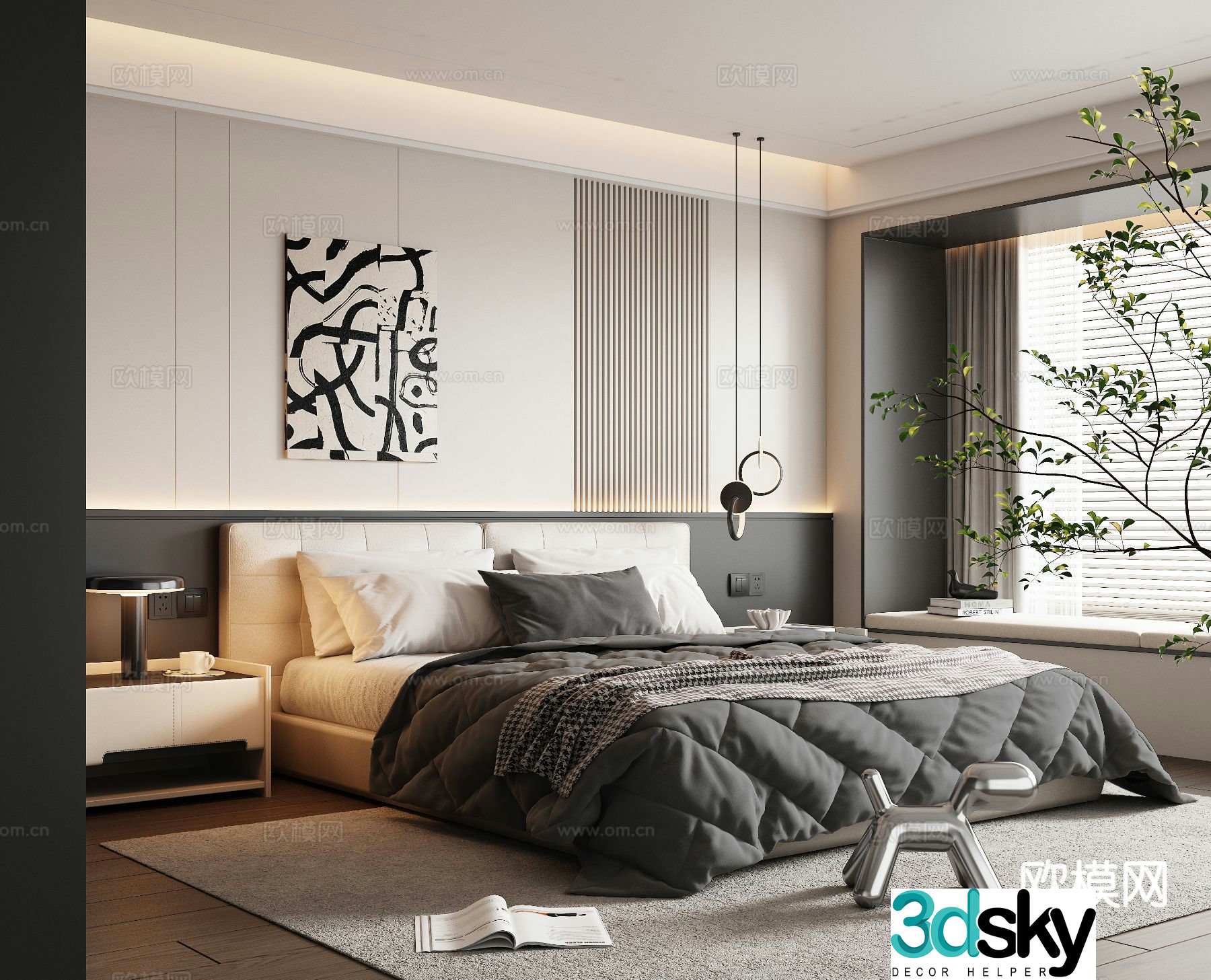 Modern bedroom master bedroom 3d model