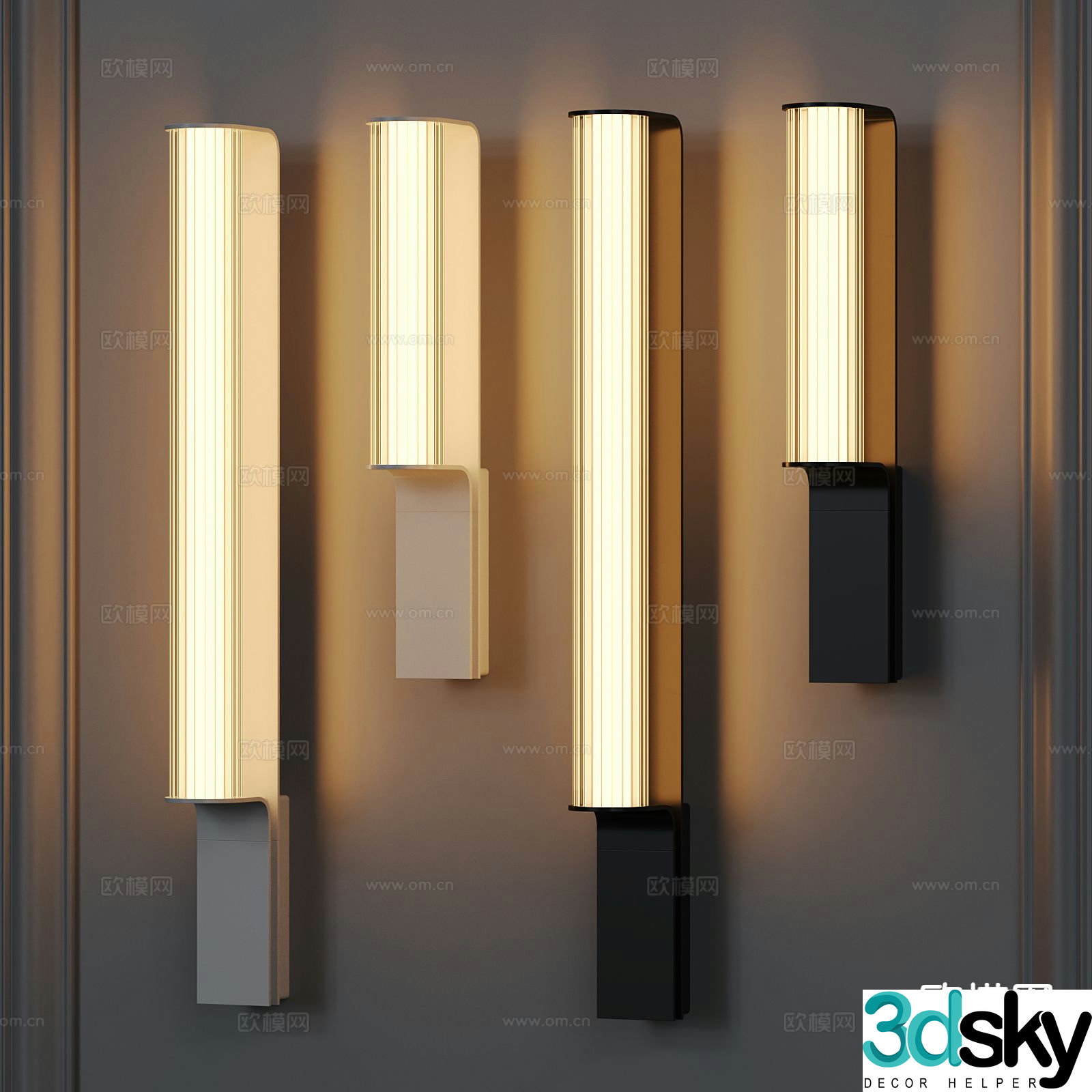 Modern long wall light metal wall light 3d model