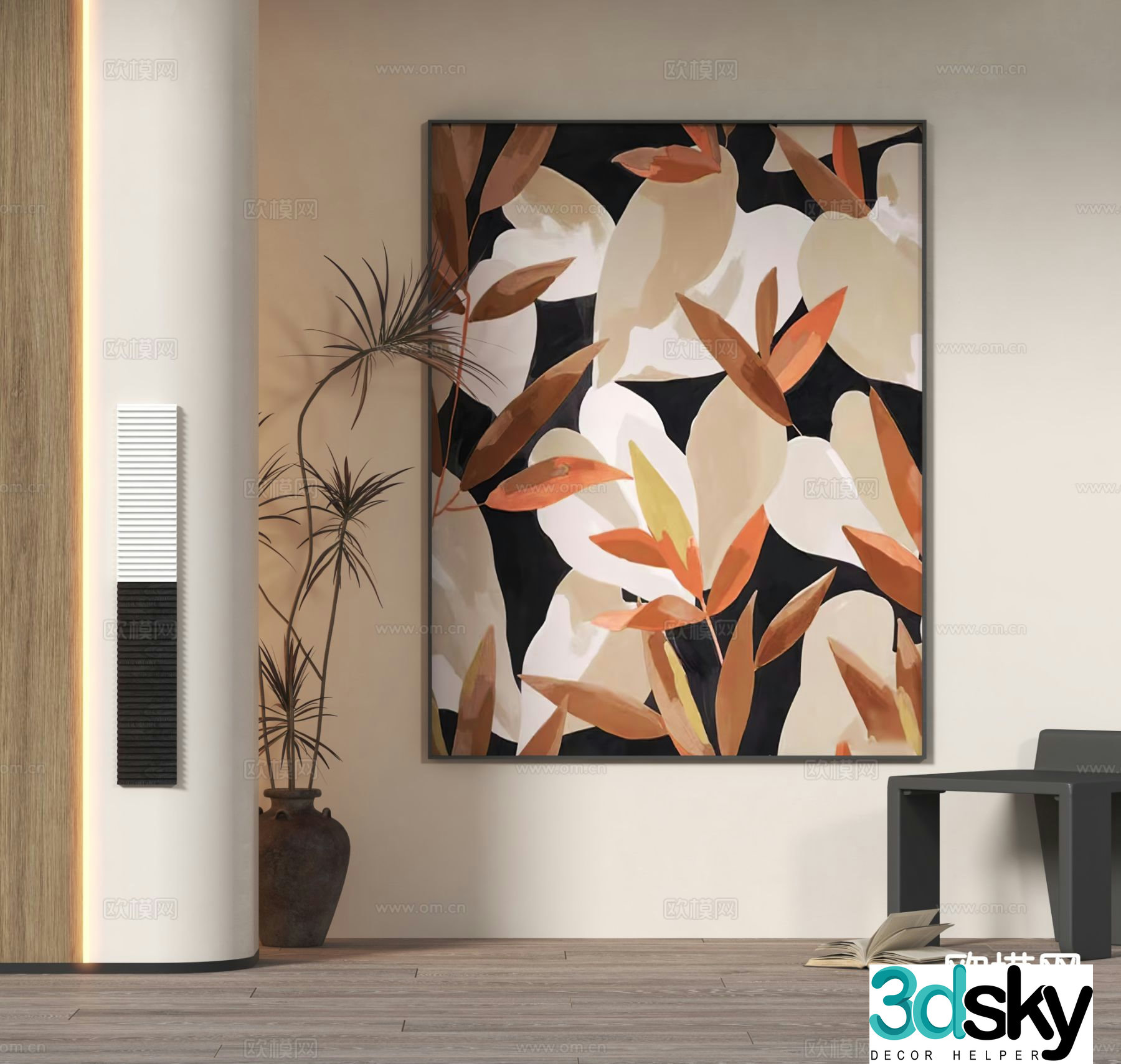 Wabi-sabi painting decorative painting hanging painting 3d model