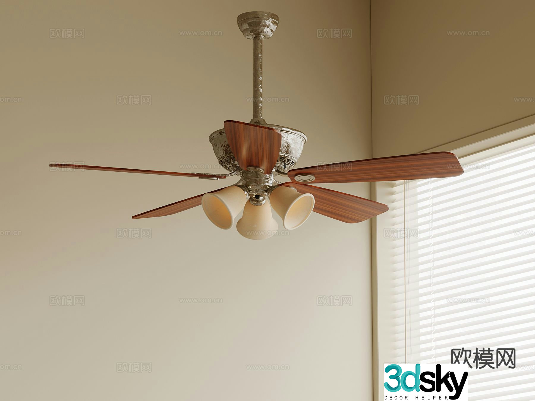Medieval style ceiling fan lamp fan lamp 3d model