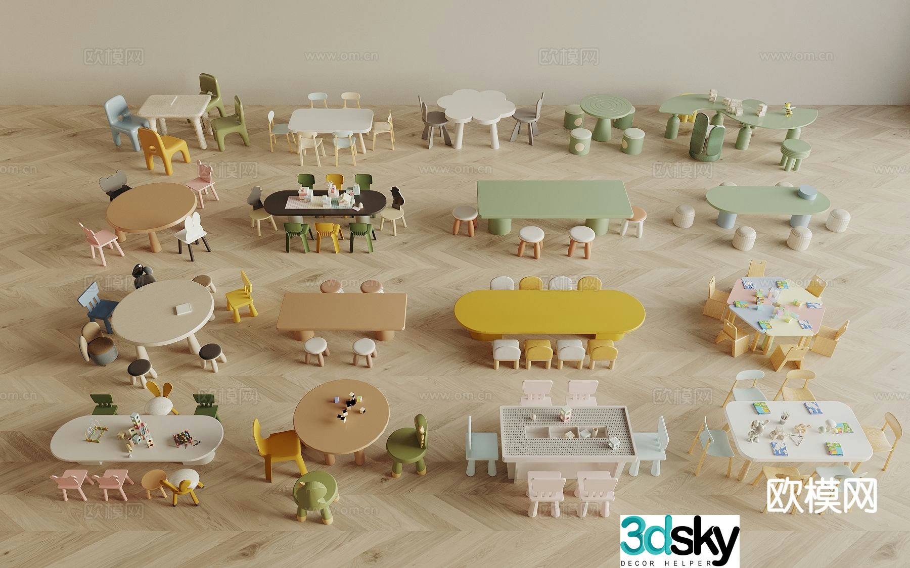 Children’s tables and chairs game tables and chairs 3d model
