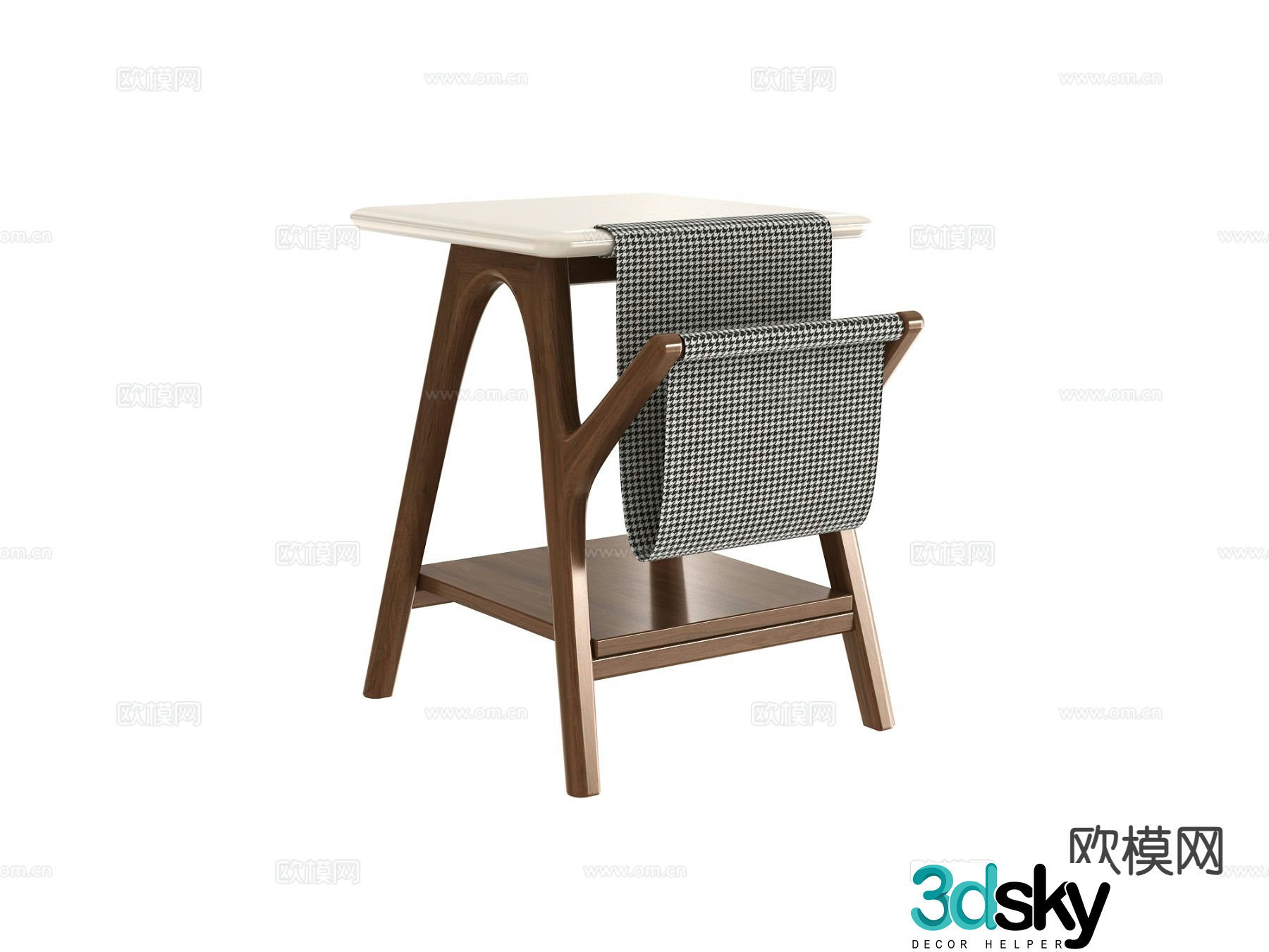 Modern solid wood side table 3d model