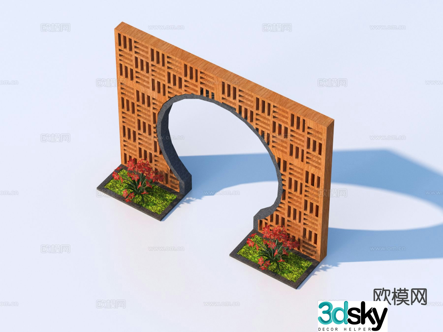 Chinese moon cave landscape wall gardening sketch 3d model