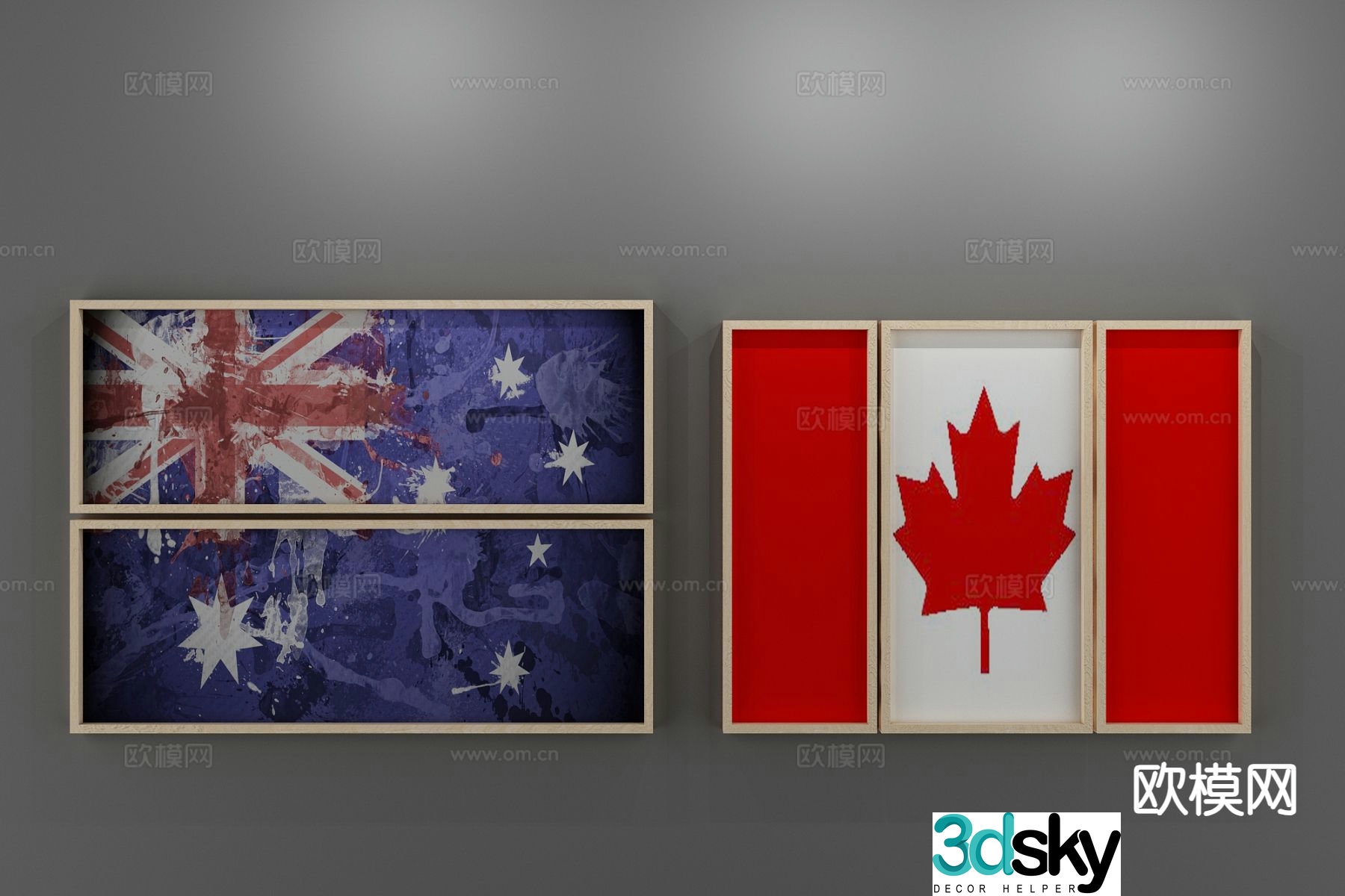 Industrial style decorative painting British flag painting Canadian flag painting 3D model