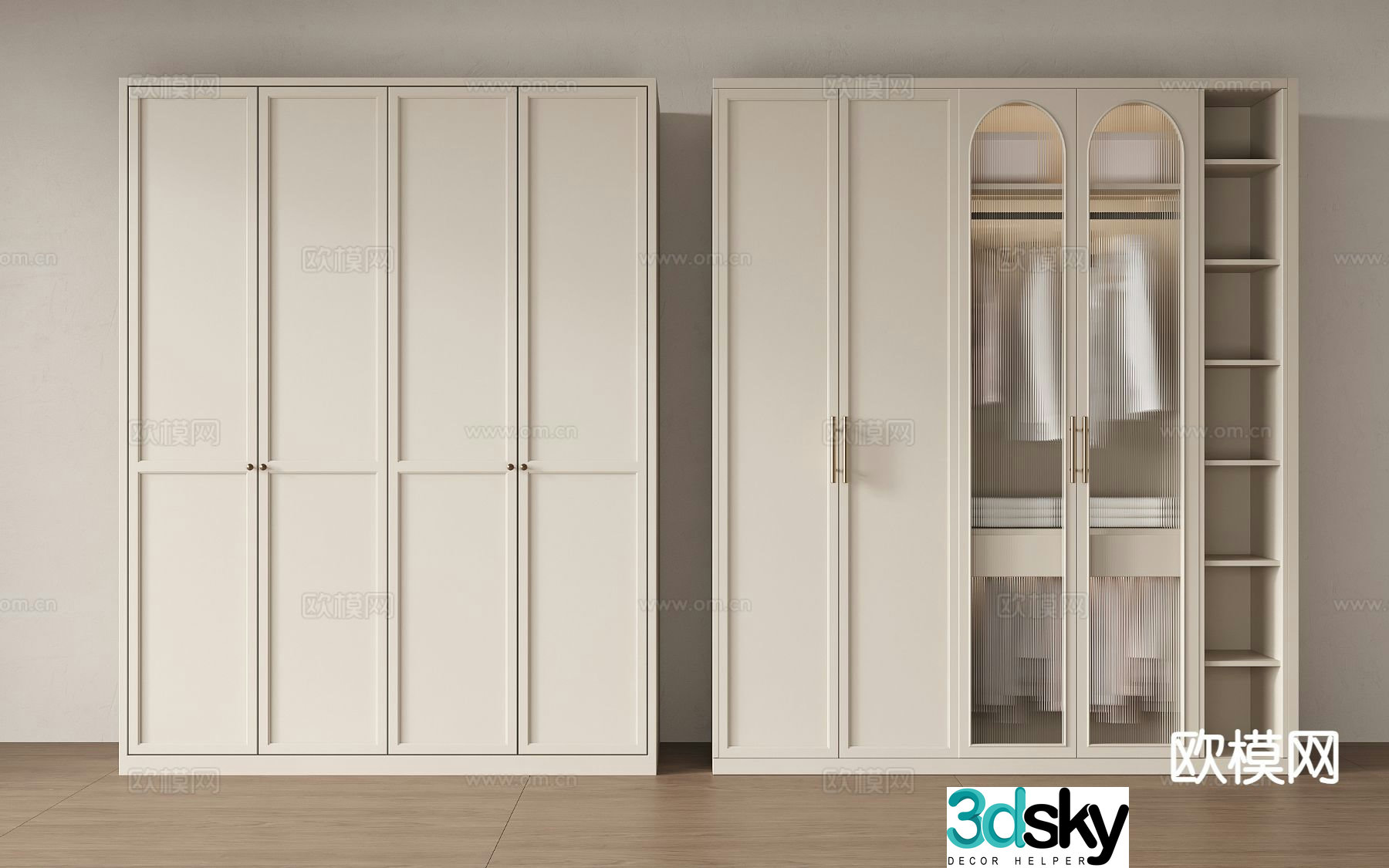 French wardrobe swing door wardrobe Changhong glass wardrobe 3D model