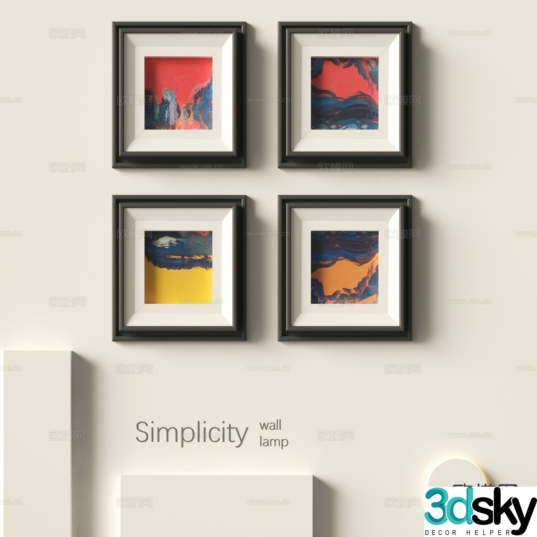 Modern decorative hanging painting retro hanging painting 3d model