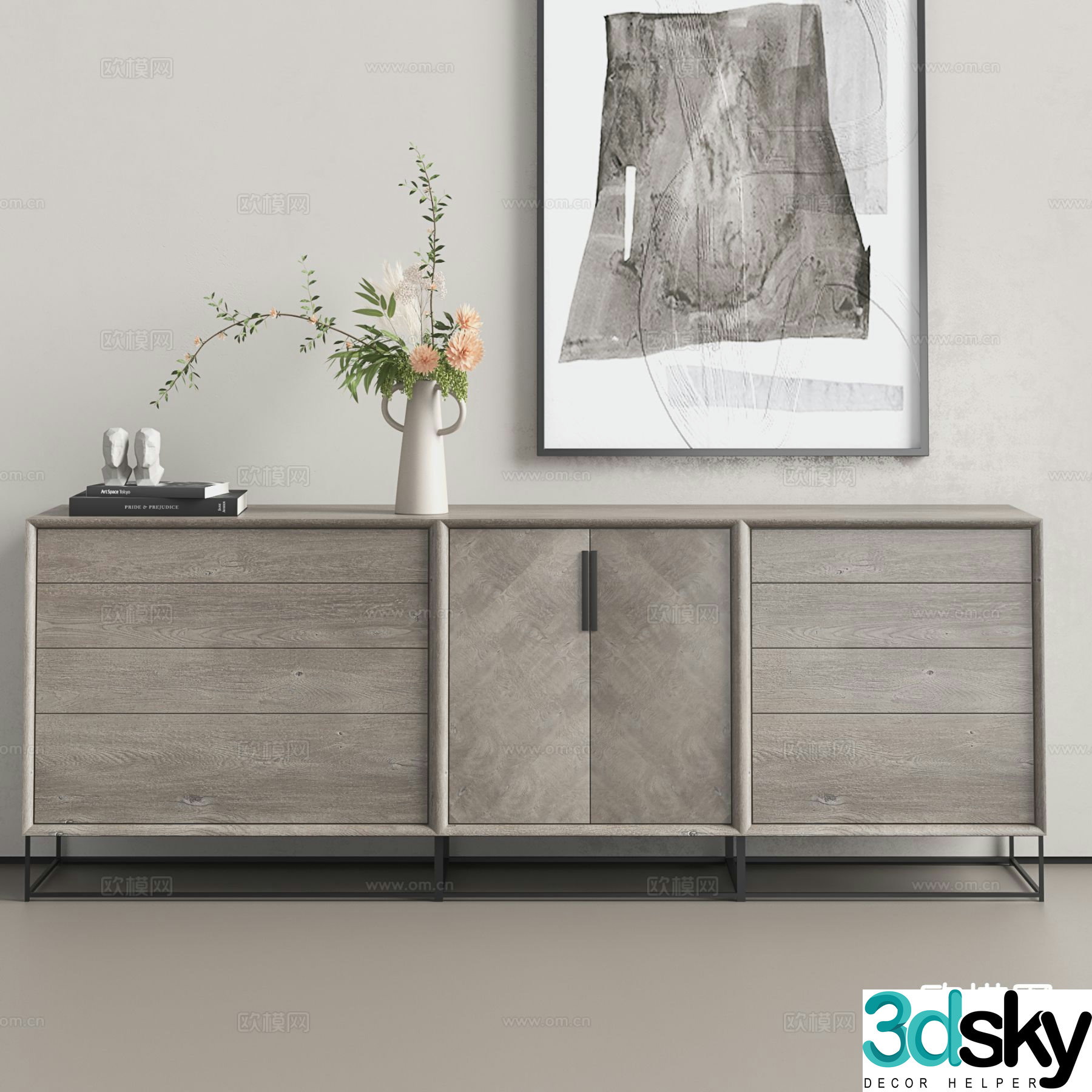 Log style sideboard sideboard 3d model