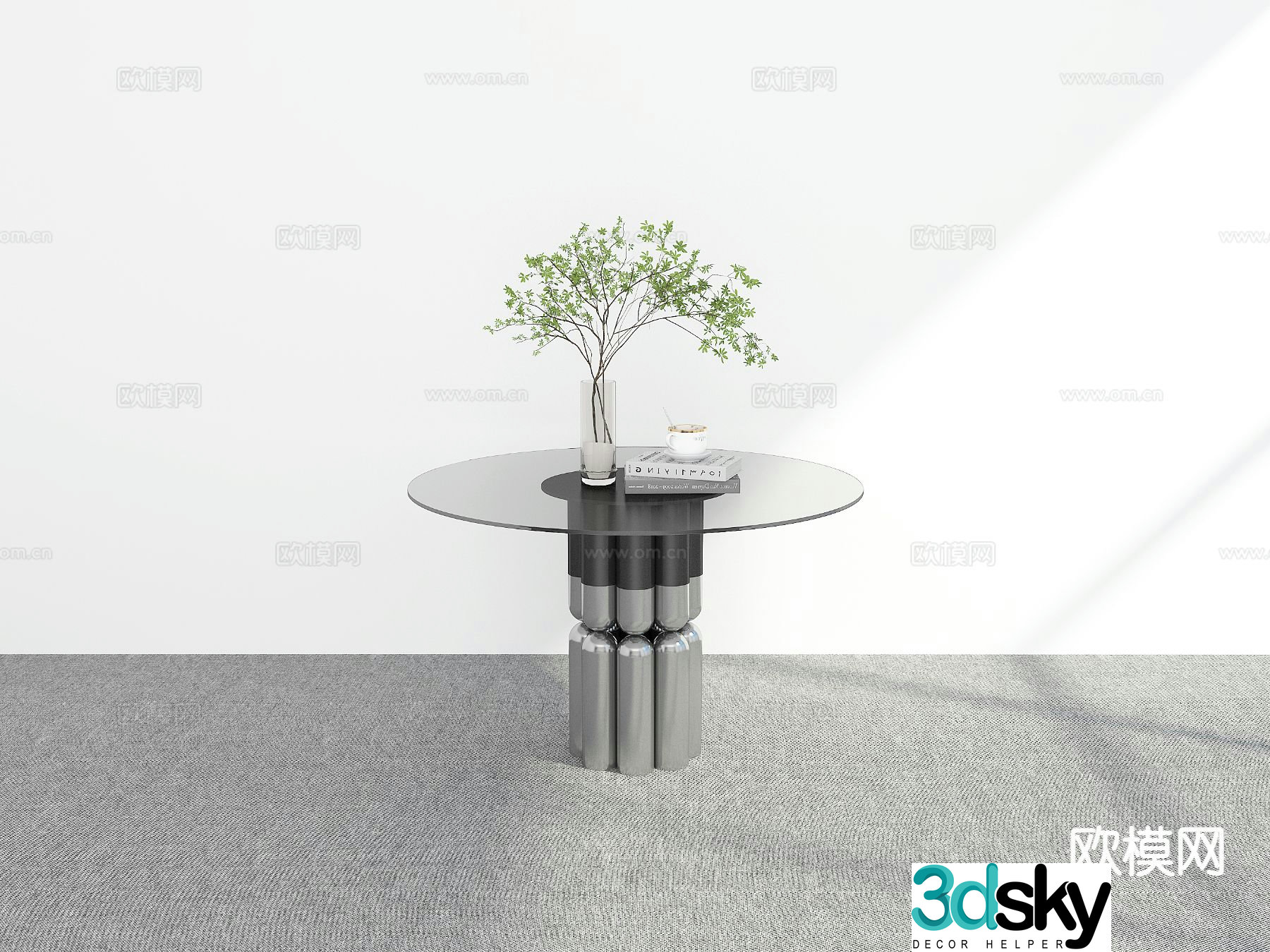 Modern corner table round table 3d model