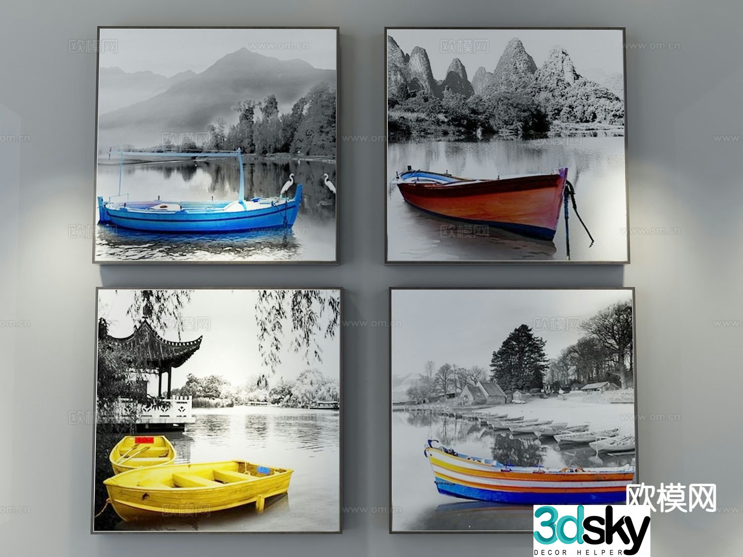 European style painting landscape hanging painting decorative painting 3d model