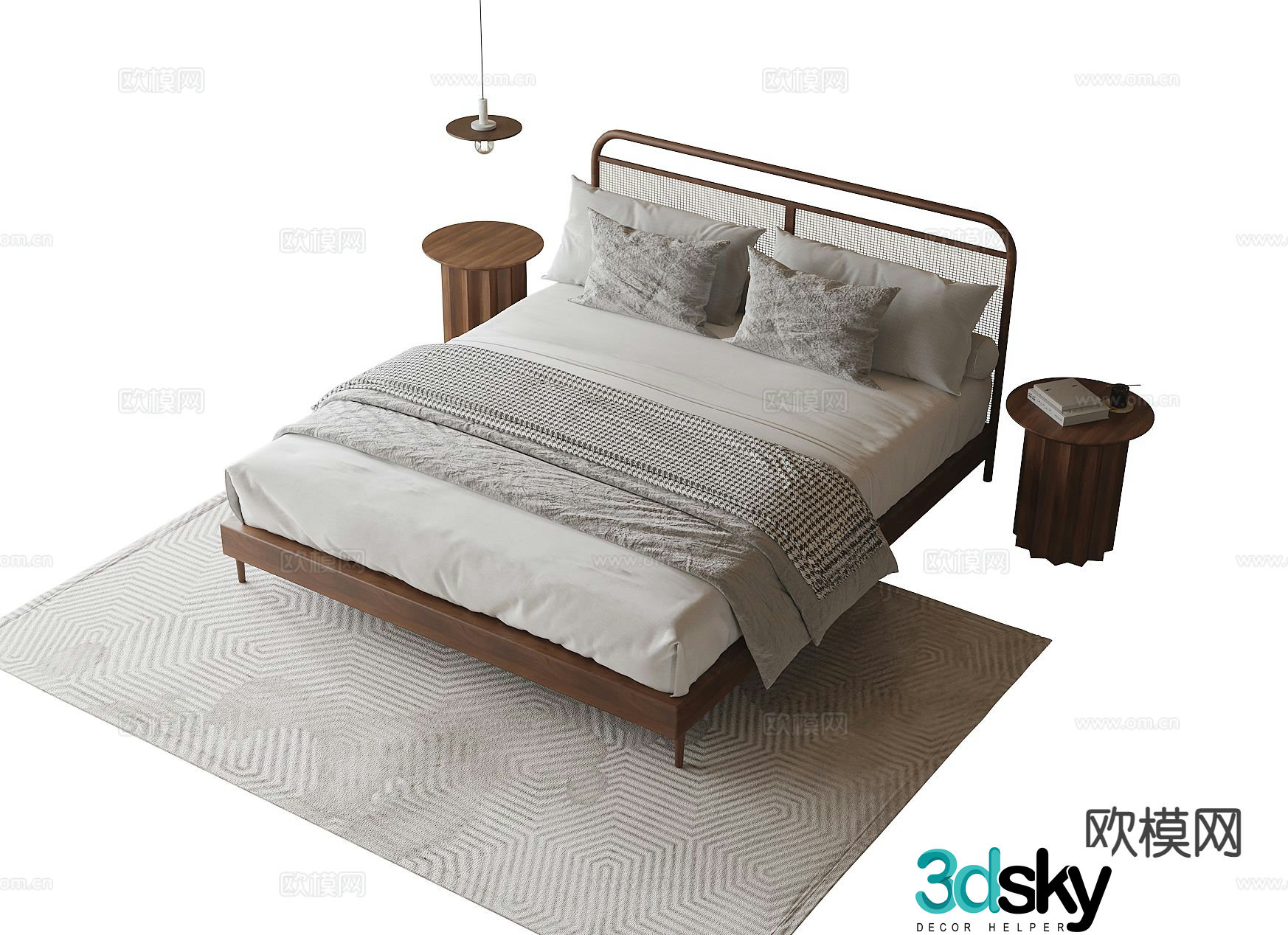 Modern double bed 3d model