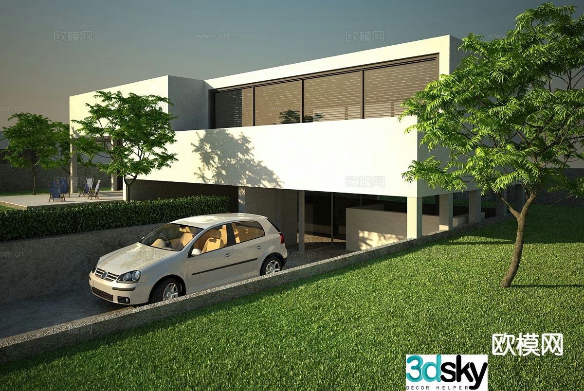 Modern private garage private parking 3d model