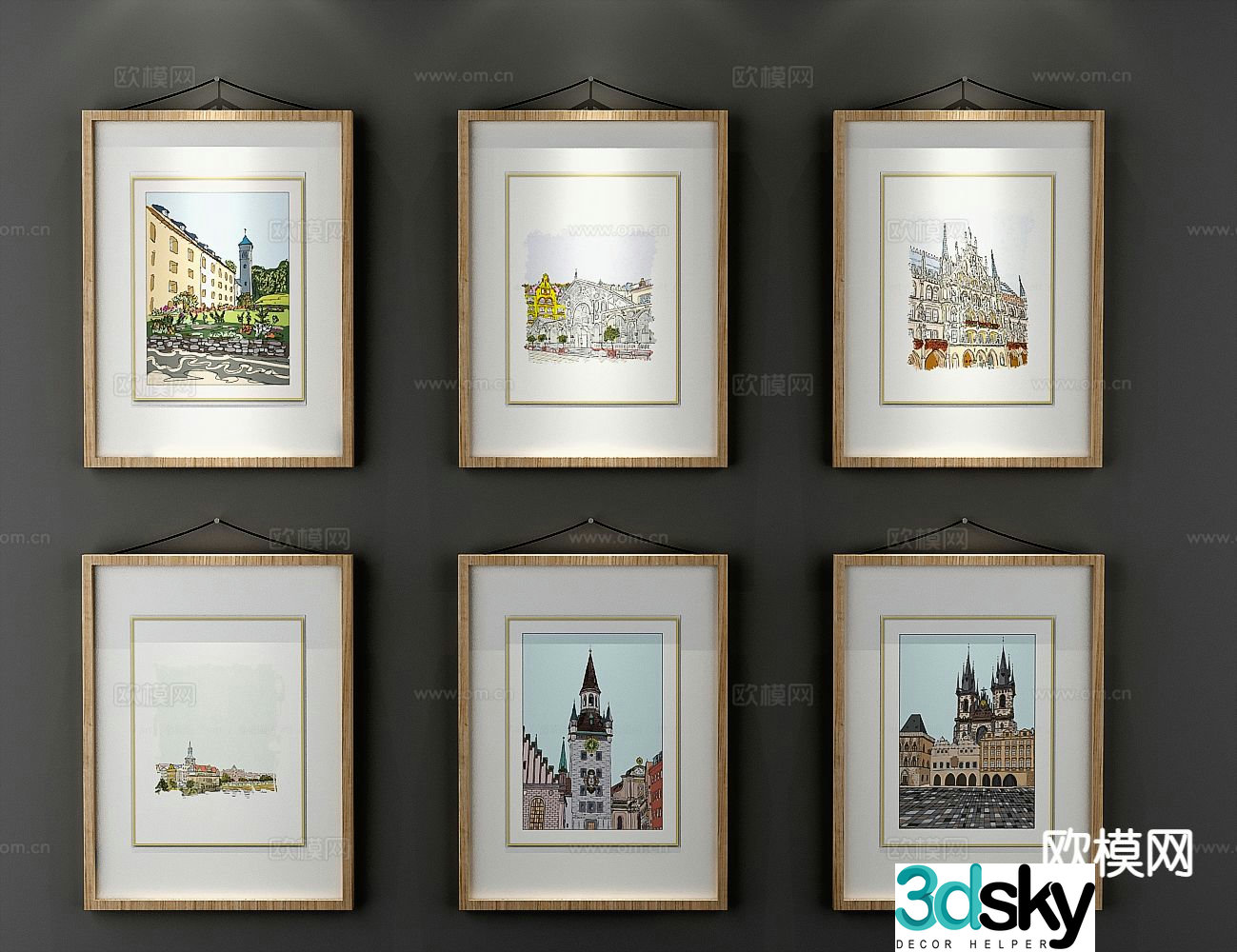 Nordic decorative painting architectural painting hanging painting 3D model