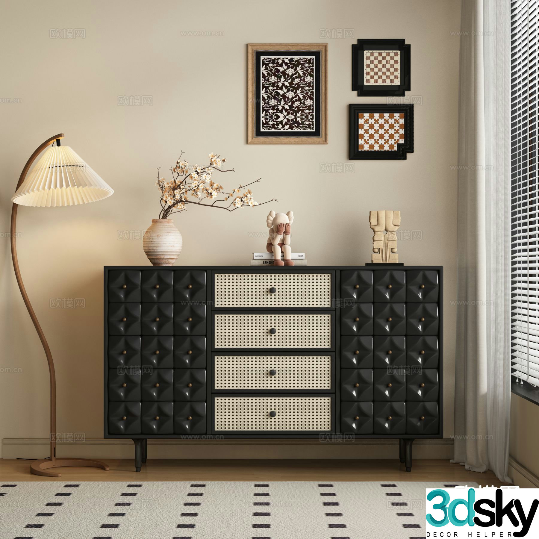 Medieval style chest of drawers 3D model