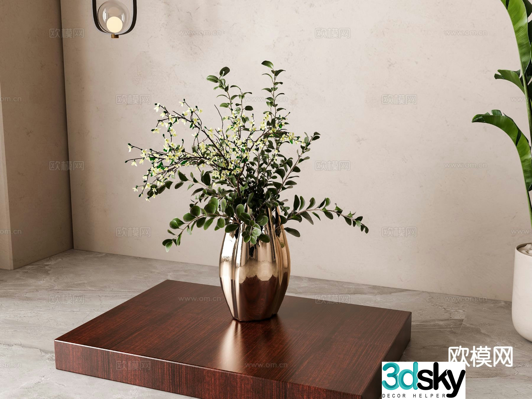 vase floral green plant flower arrangement 3d model