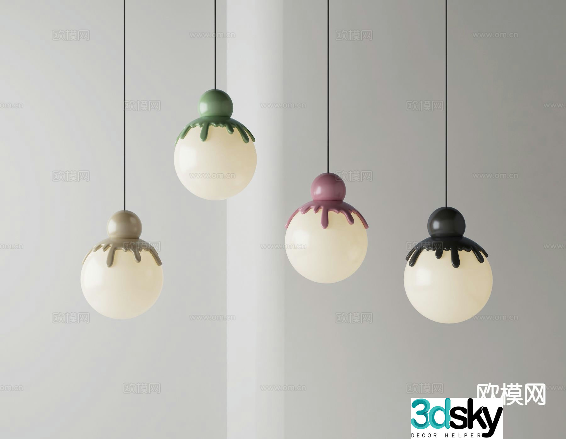 Modern spherical chandelier 3d model