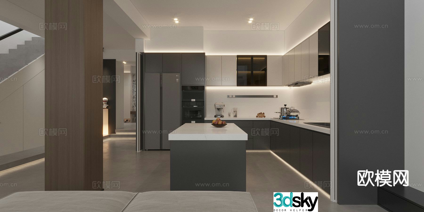 Island kitchen open kitchen 3d model