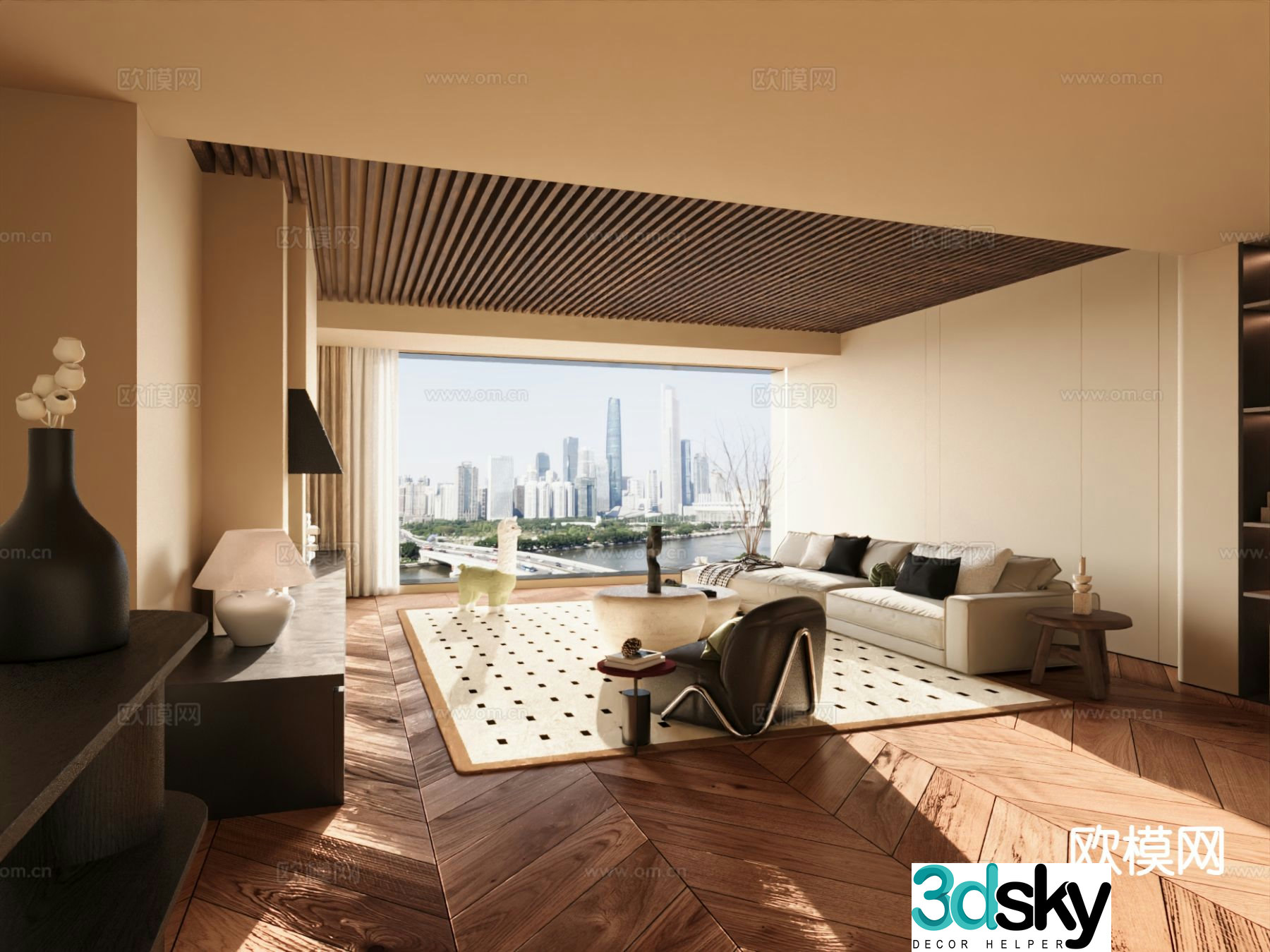 Wabi-sabi living room 3d model