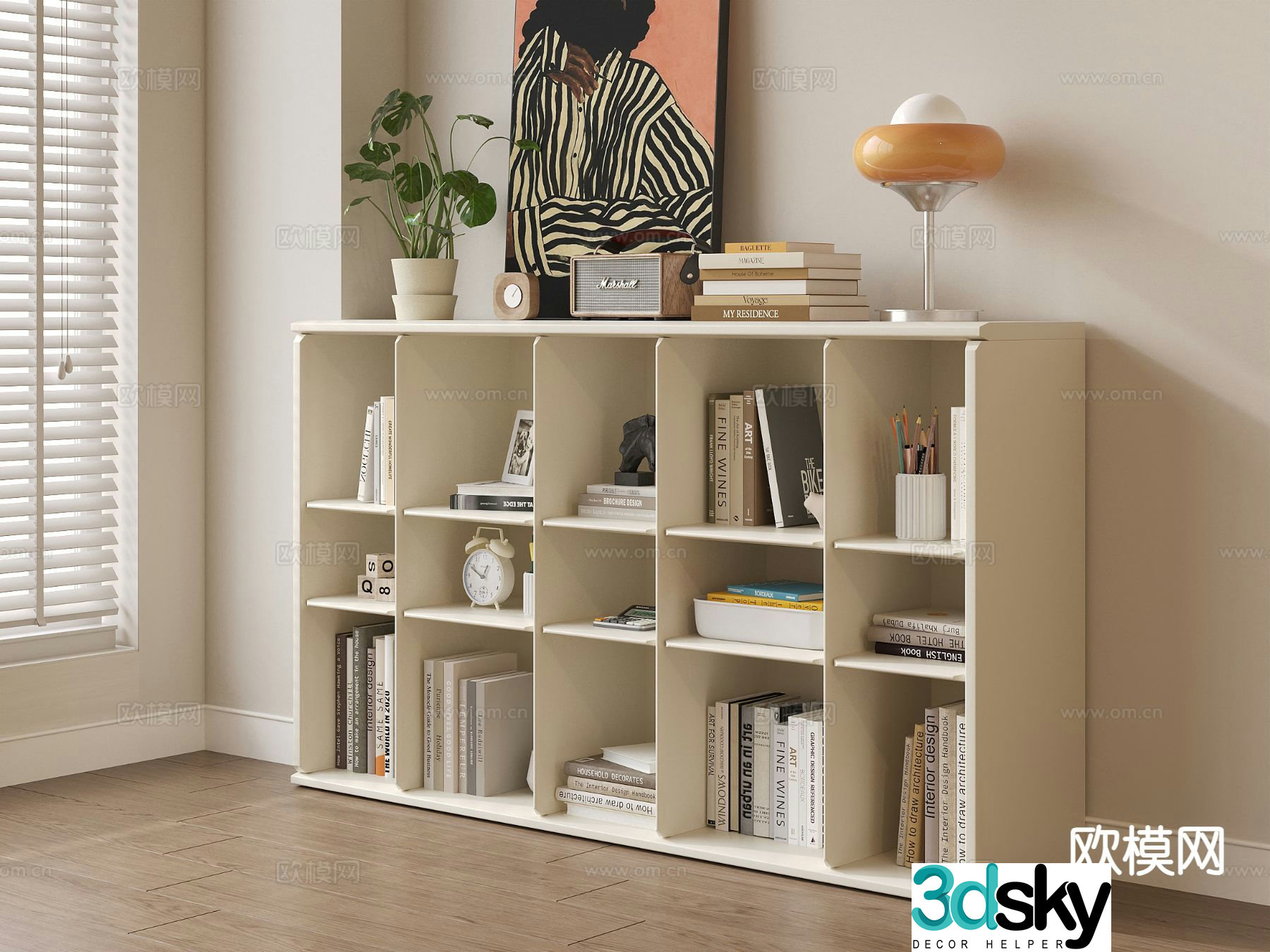 French bookcase bookshelf storage cabinet storage rack 3d model