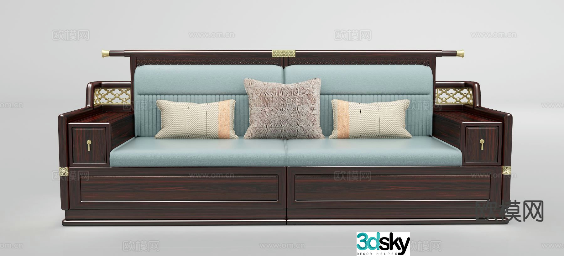 New Chinese style double sofa 3d model