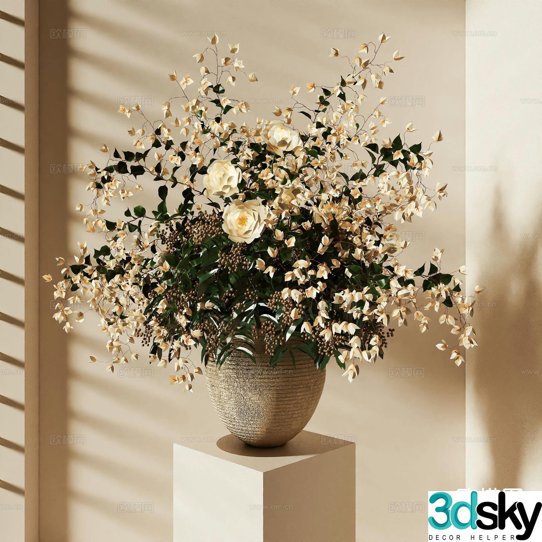 vase floral arrangement flowers flower arrangement 3d model
