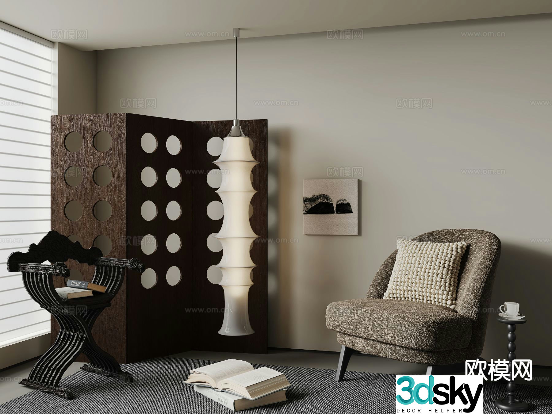 Medieval style chair leisure chair 3d model