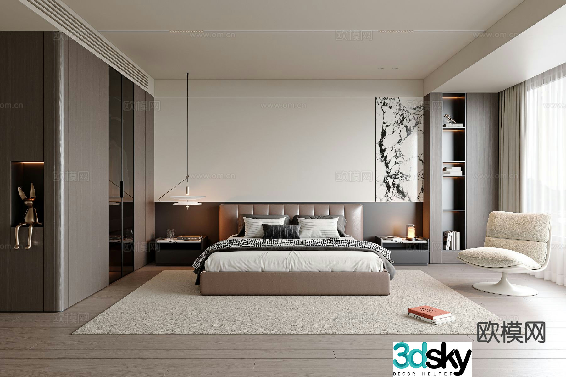 Italian style bedroom master bedroom 3d model
