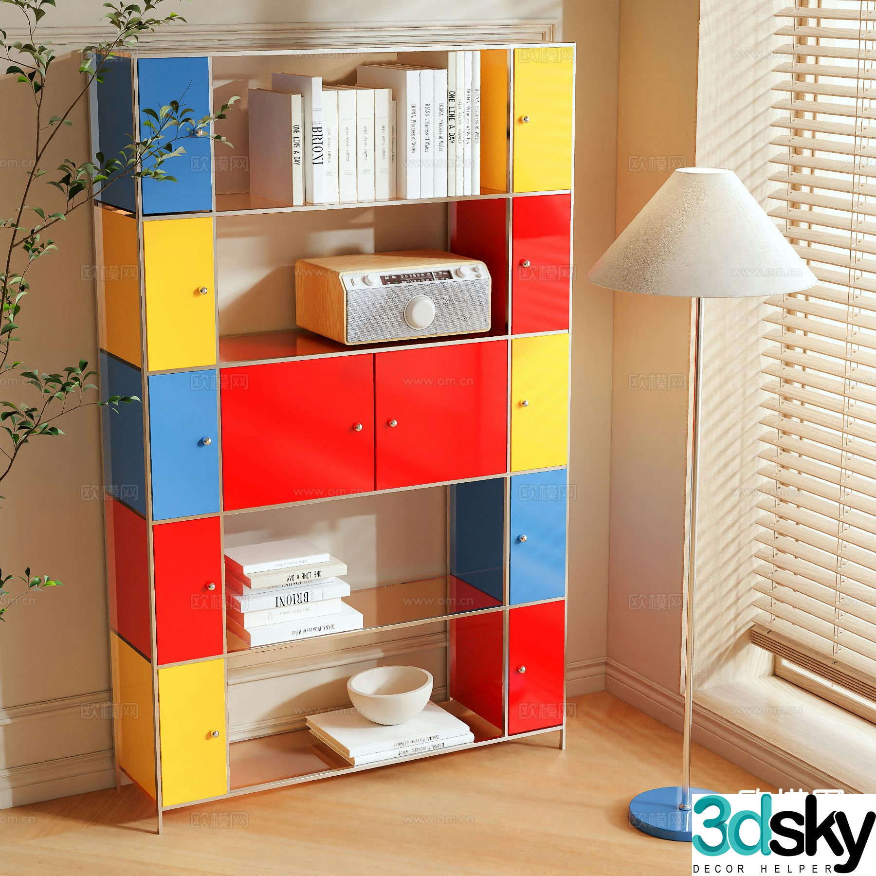 Bauhaus bookcase bookshelf storage rack 3d model