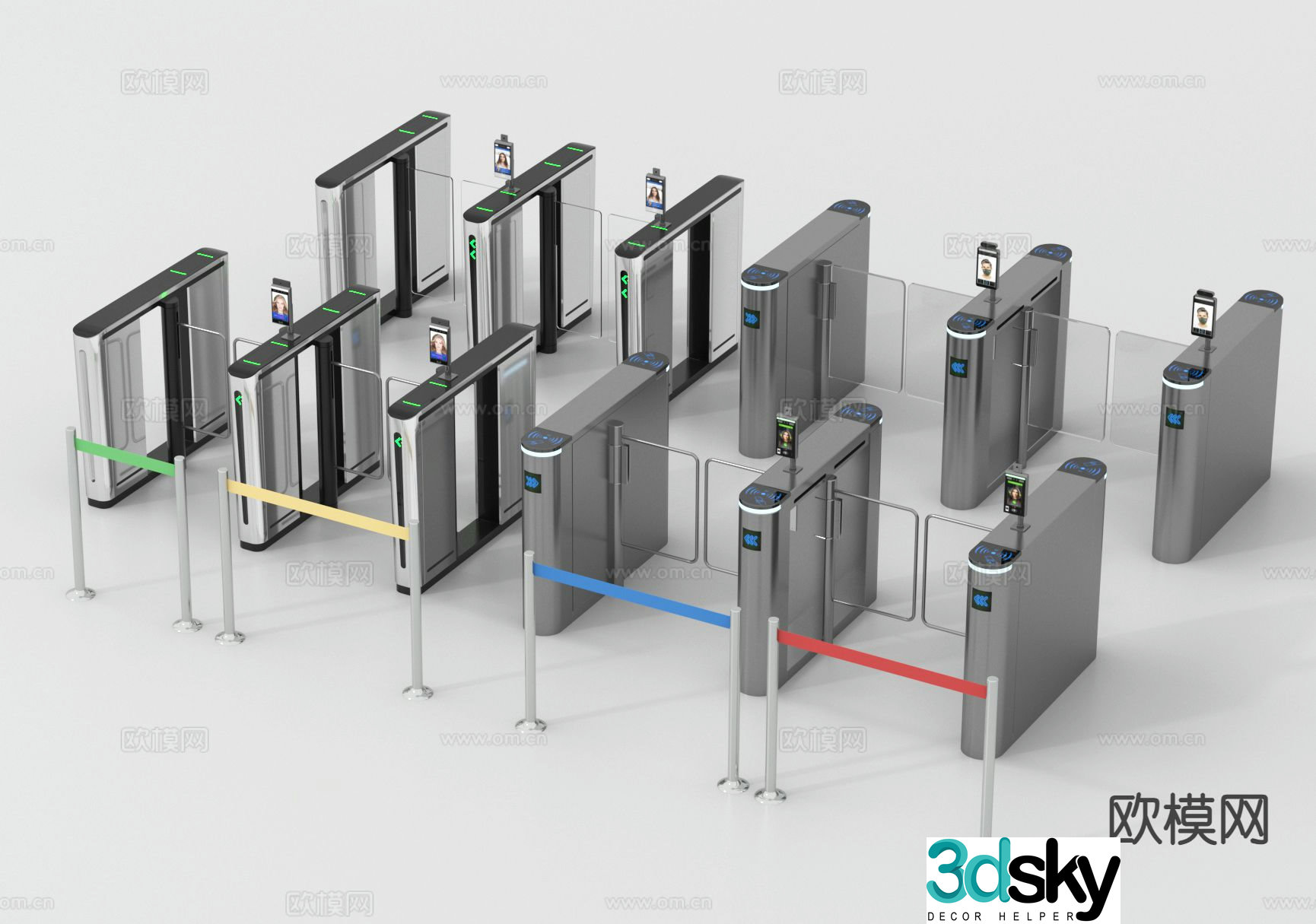Security gate, access control machine, ticket gate, swing gate, induction door 3D model